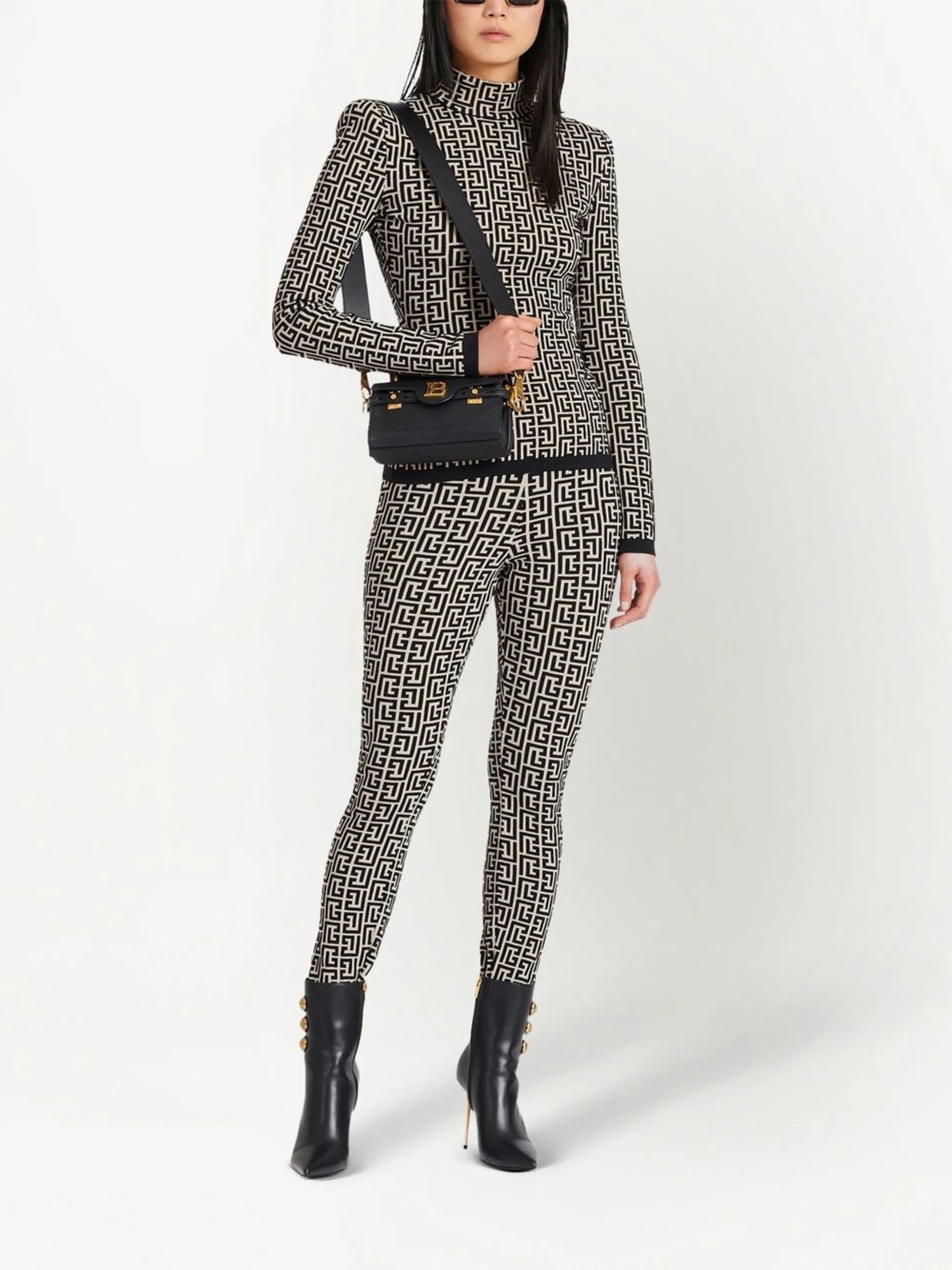 monogram-print high-waisted leggings
