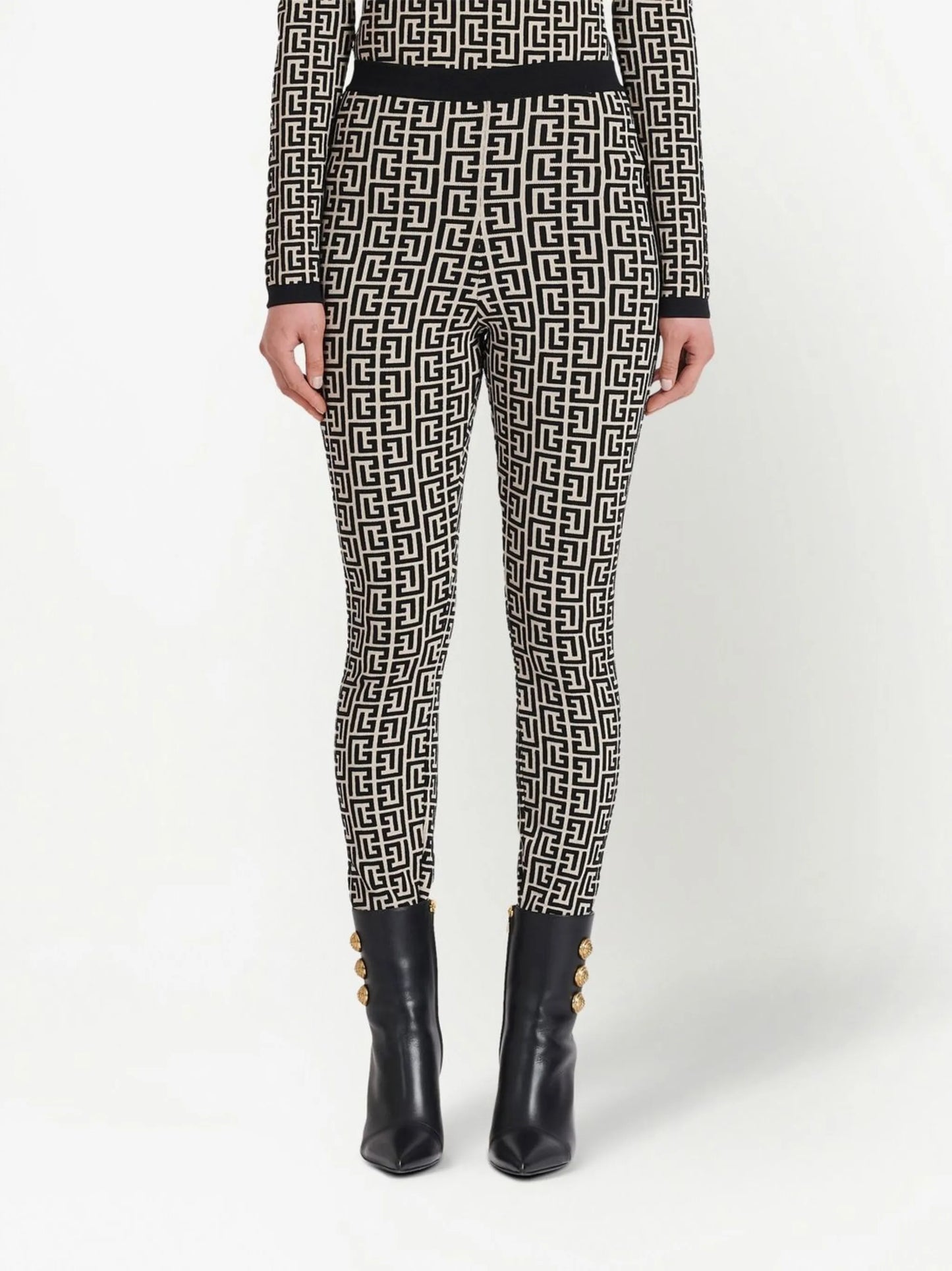 monogram-print high-waisted leggings