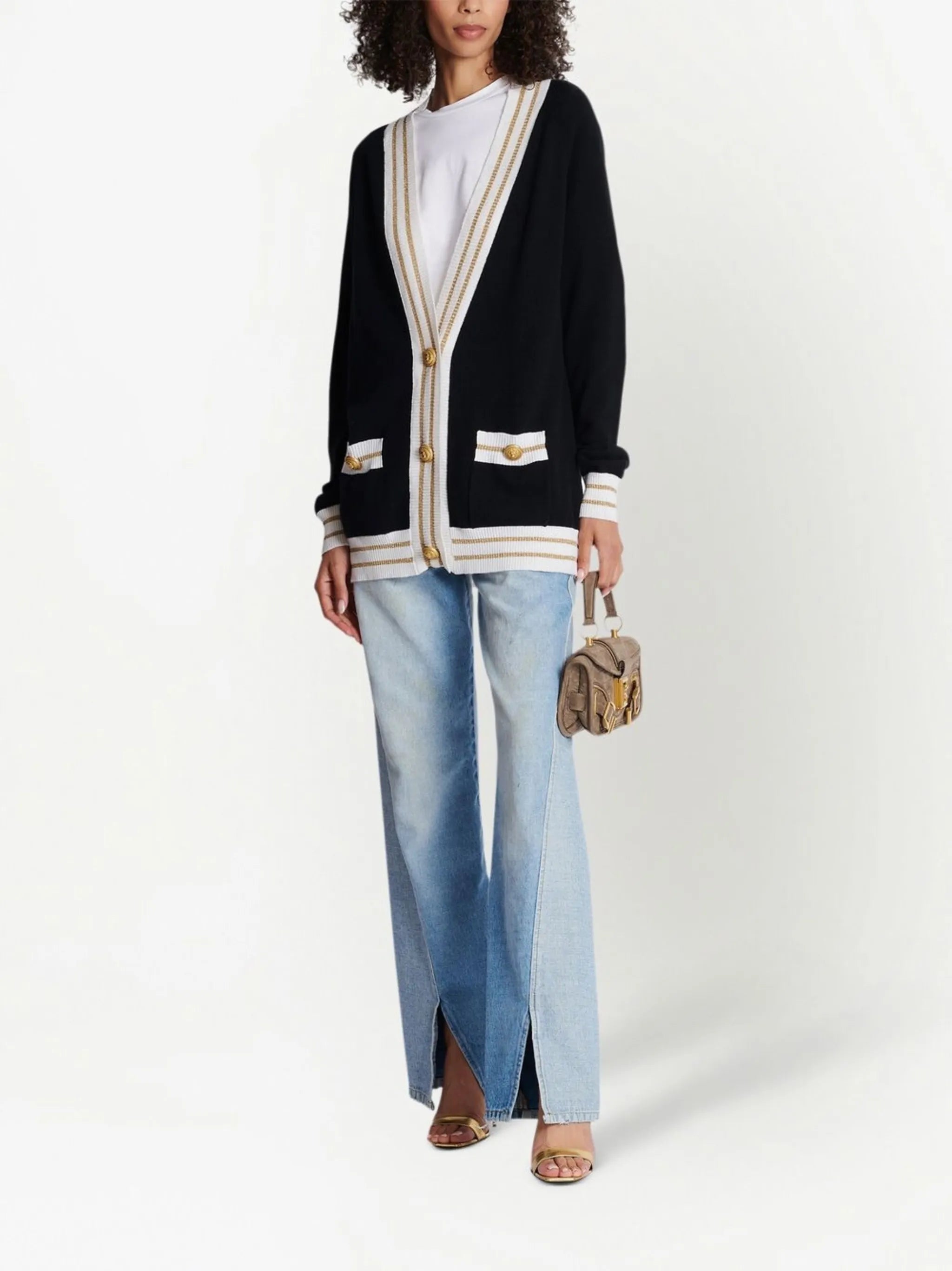 button-detail cardigan