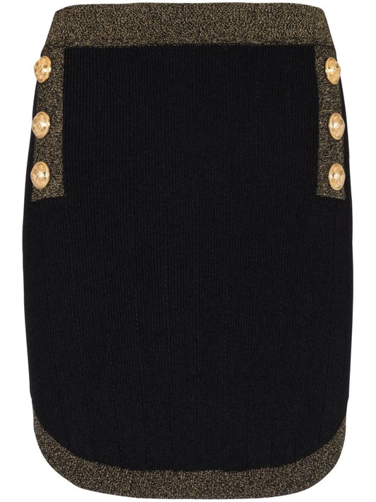 button-embellished knitted miniskirt