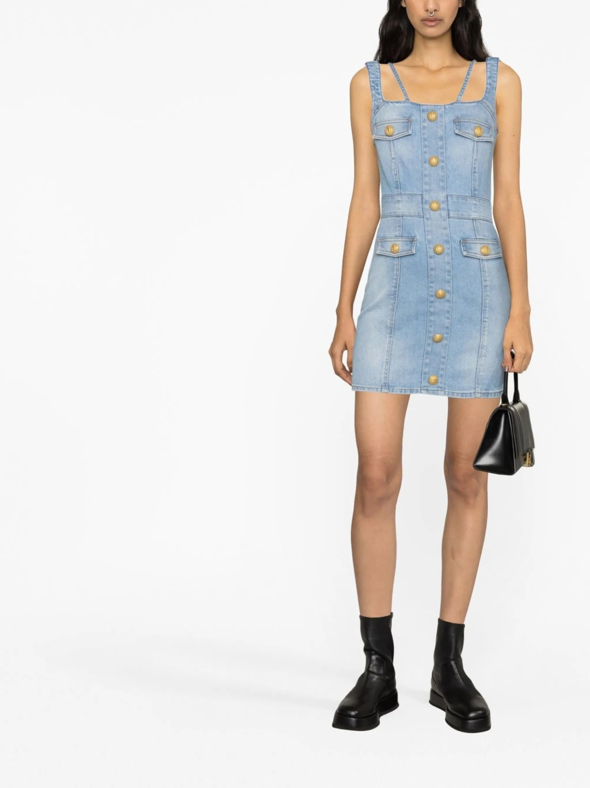 sleeveless denim dress