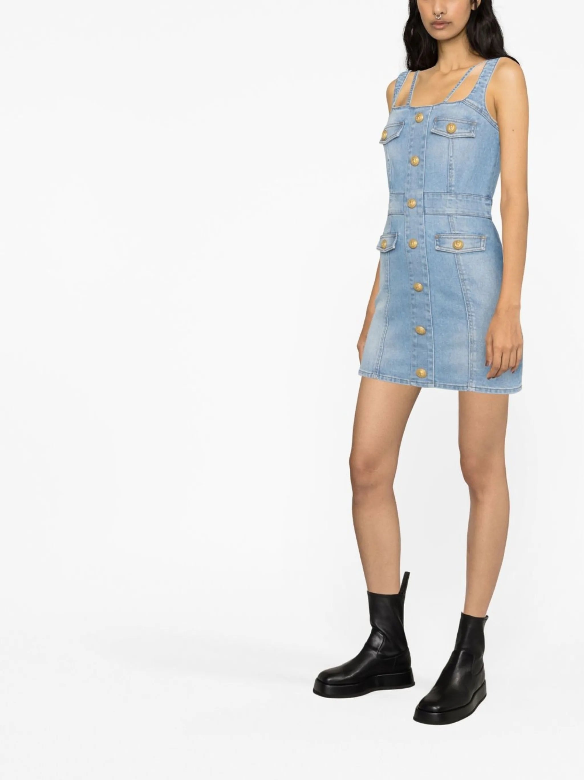 sleeveless denim dress