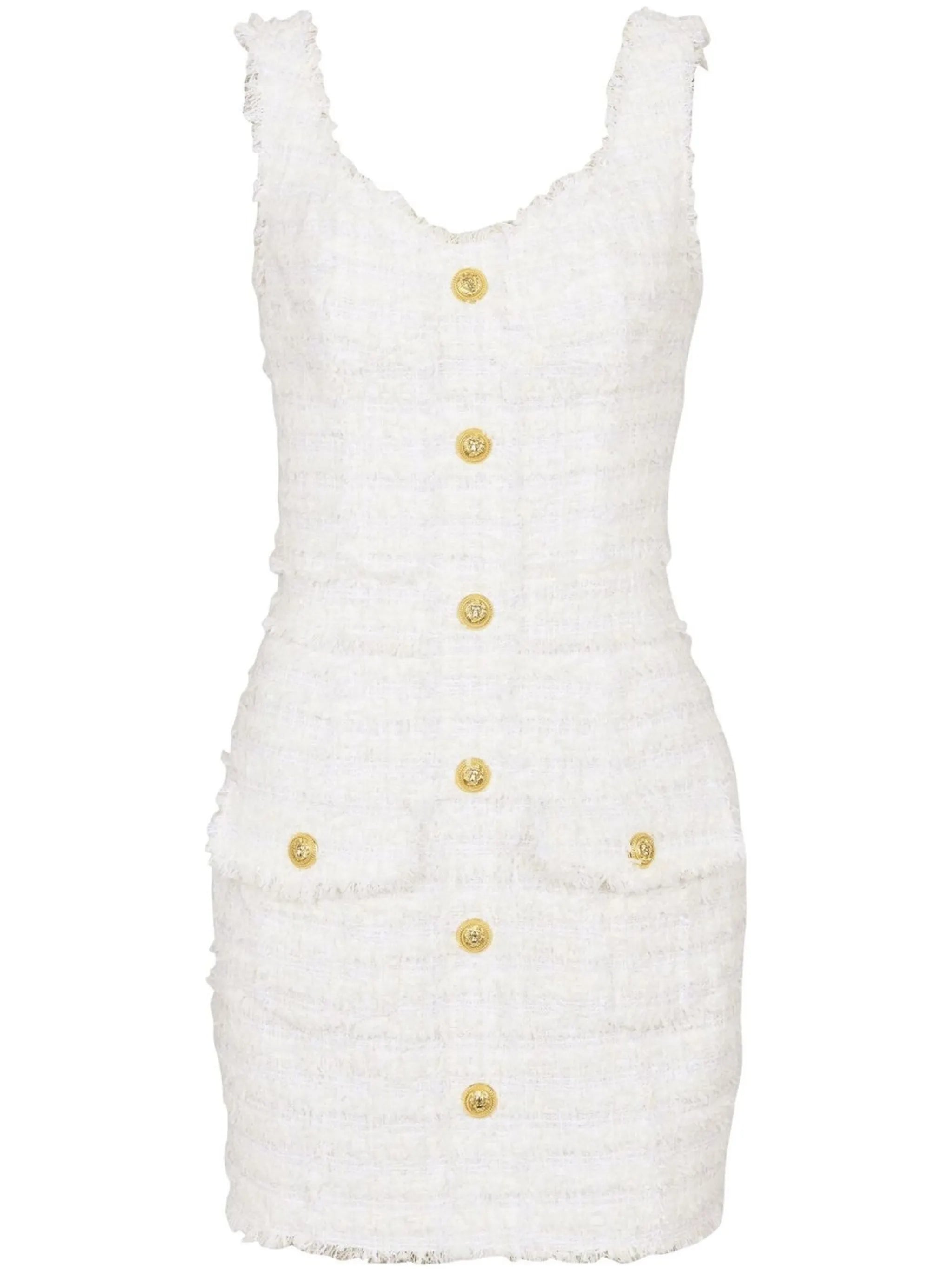 tweed button-down fastening dress