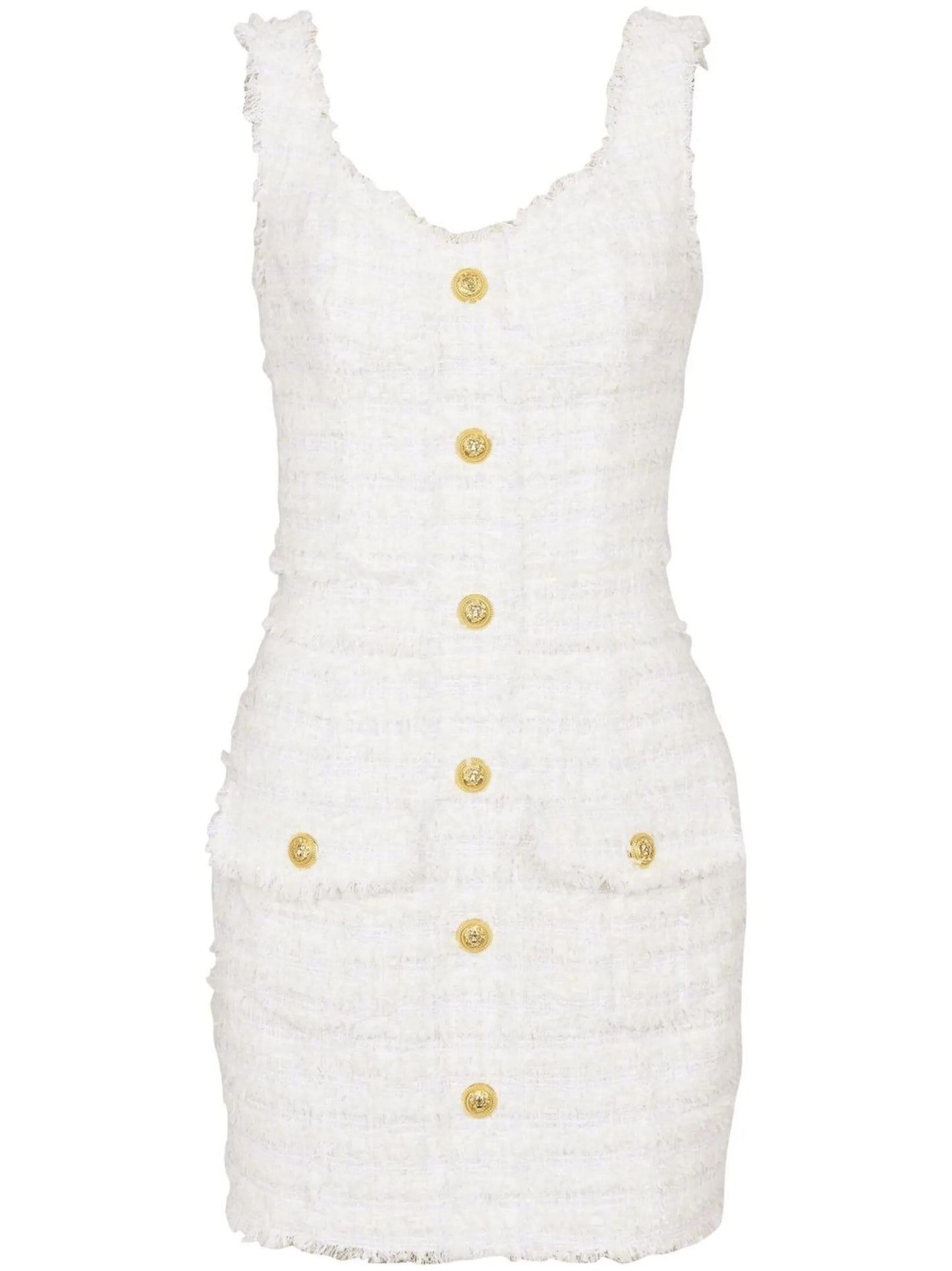 tweed button-down fastening dress