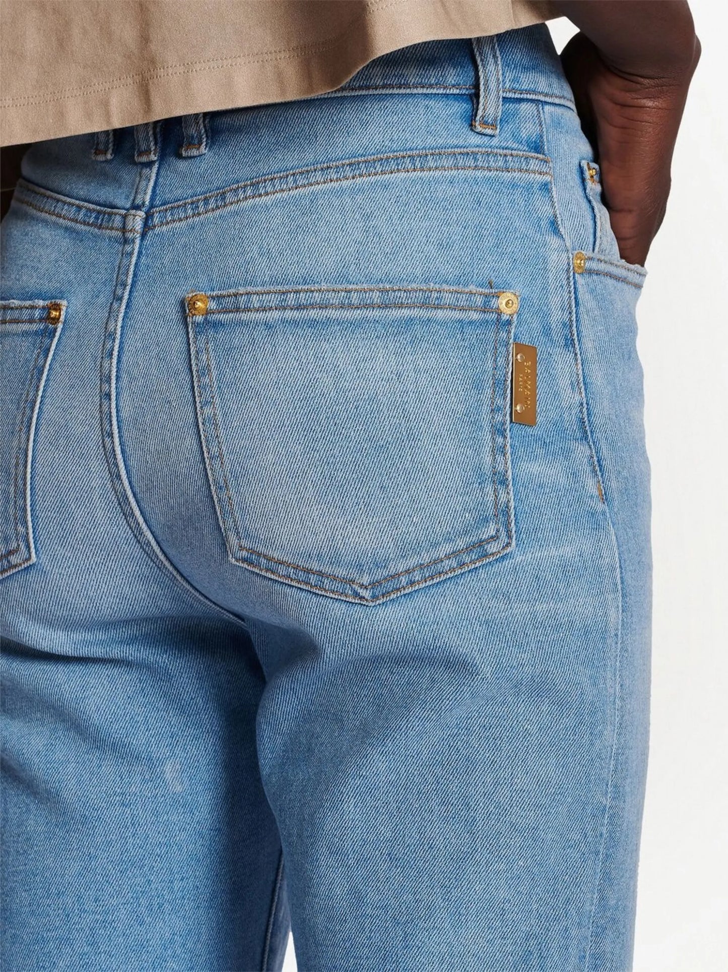 high-rise slim-cut jeans