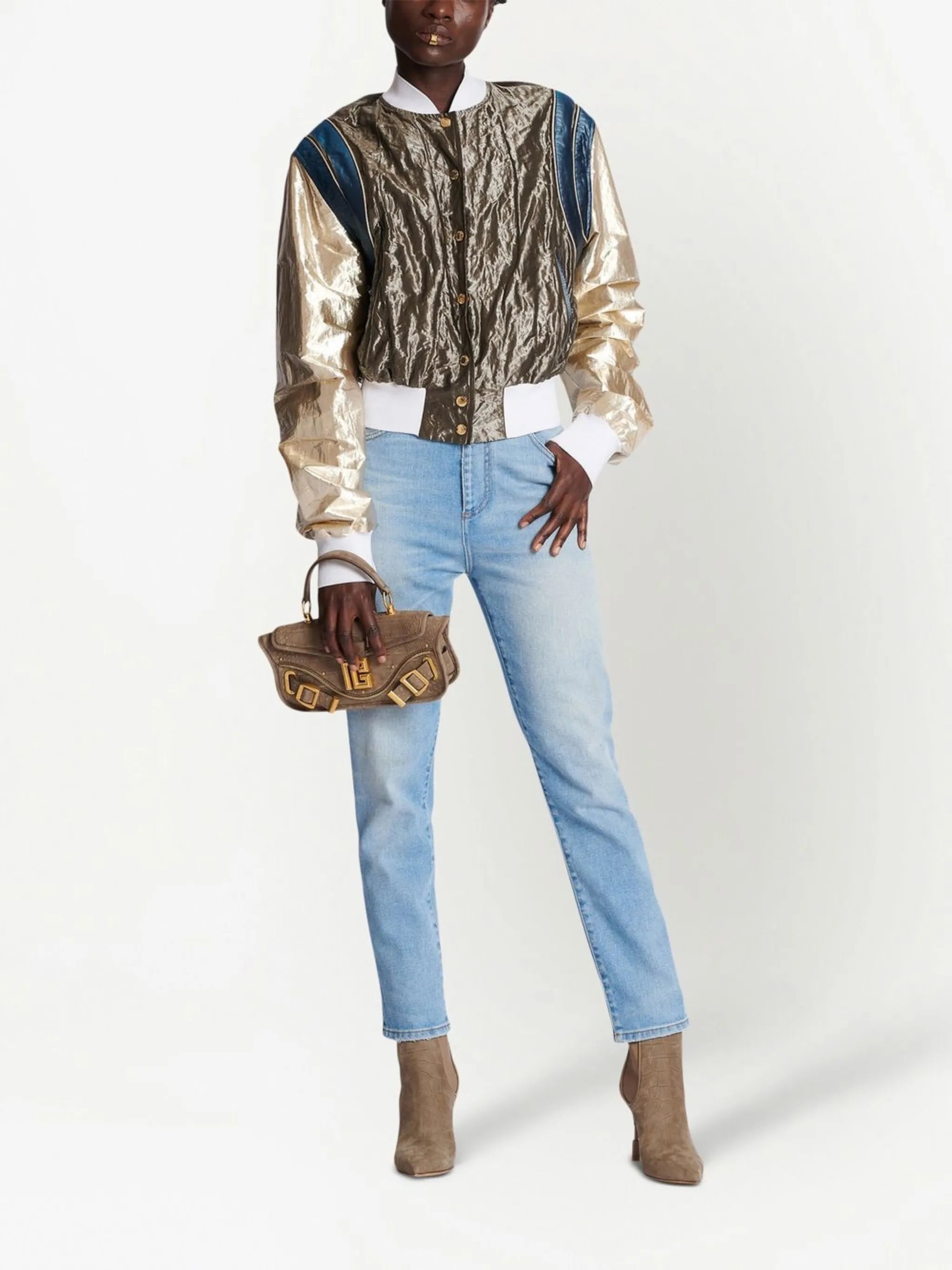 high-rise slim-cut jeans