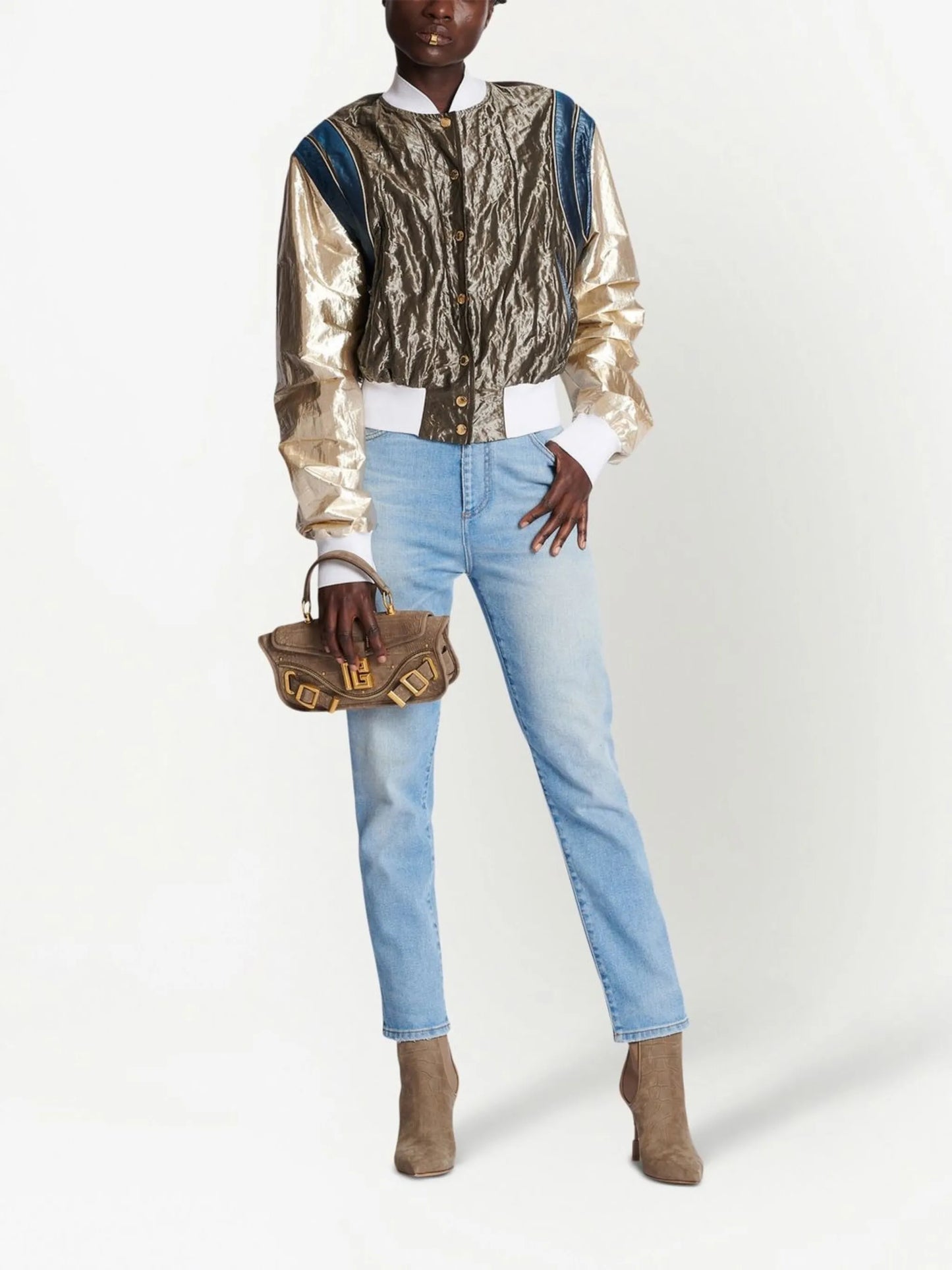 high-rise slim-cut jeans