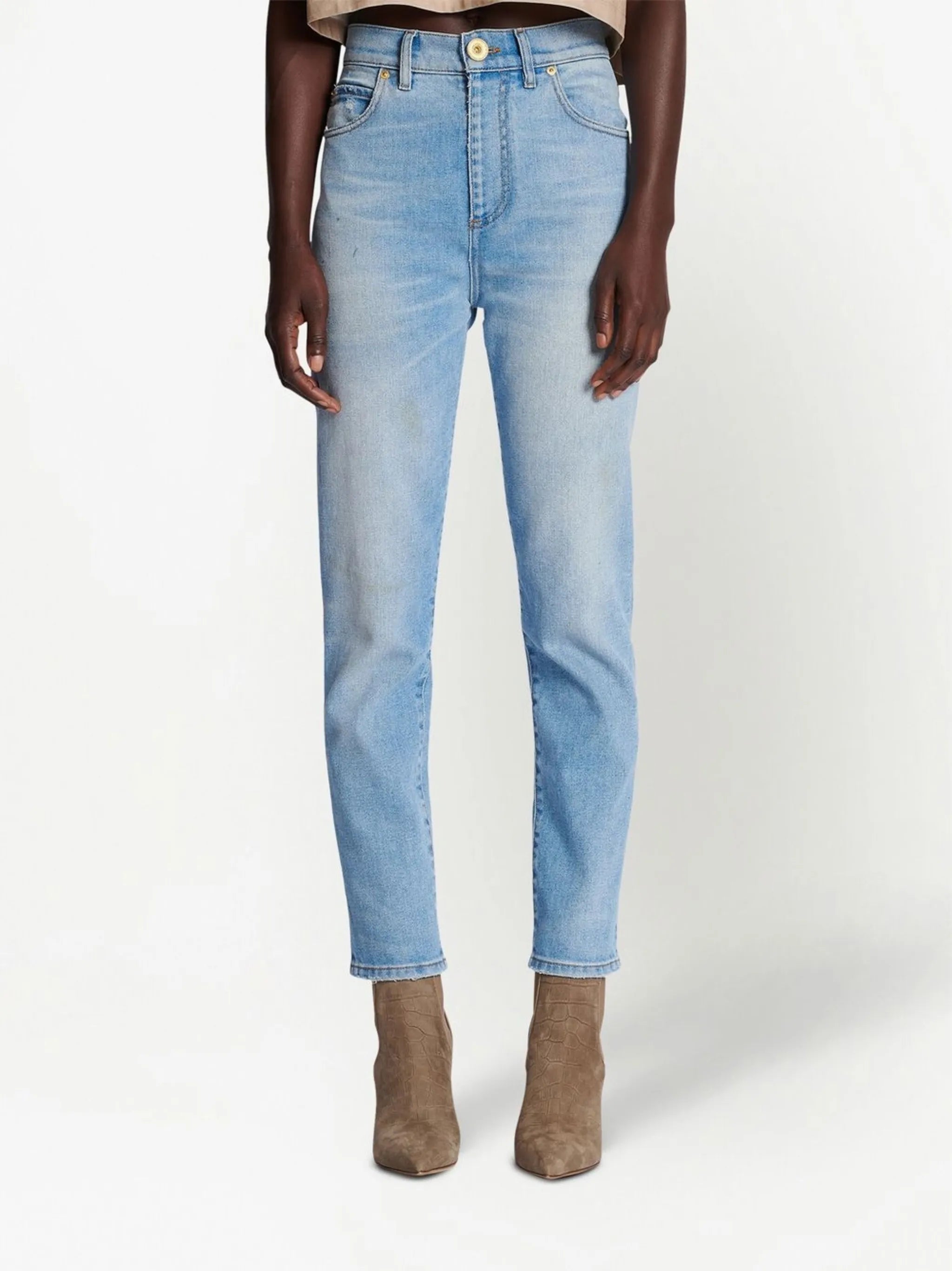 high-rise slim-cut jeans