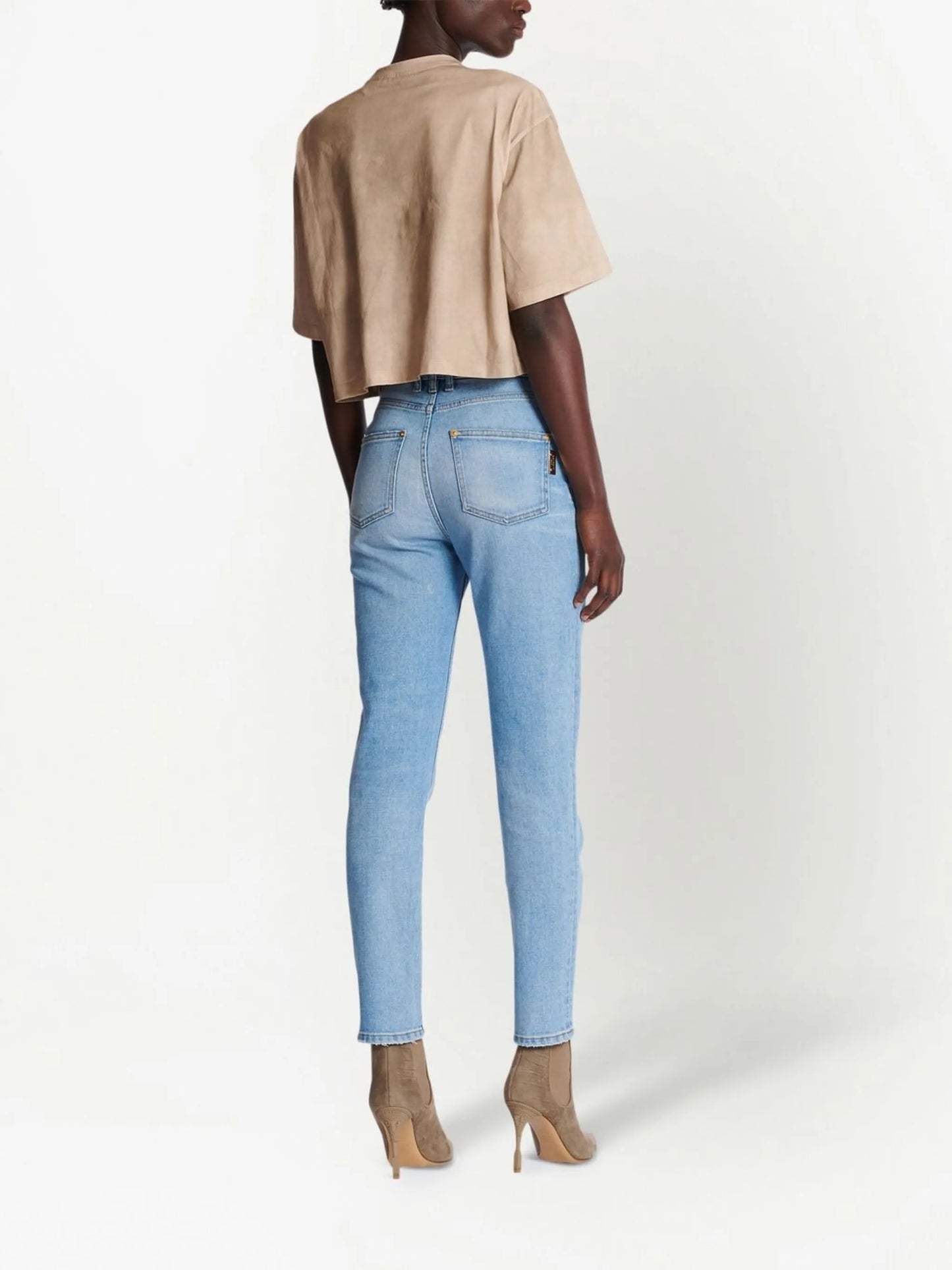 high-rise slim-cut jeans