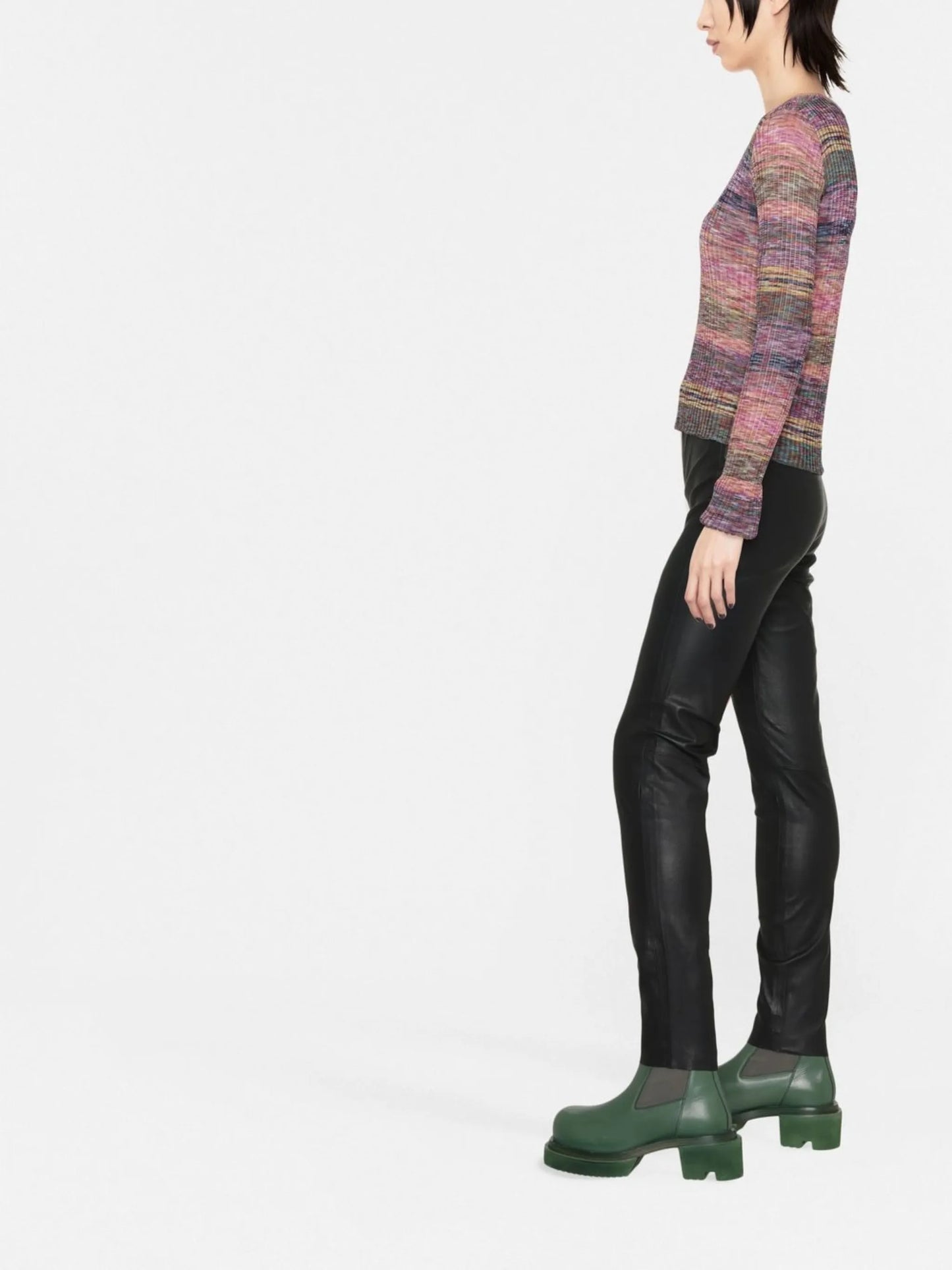 high-waist leather leggings