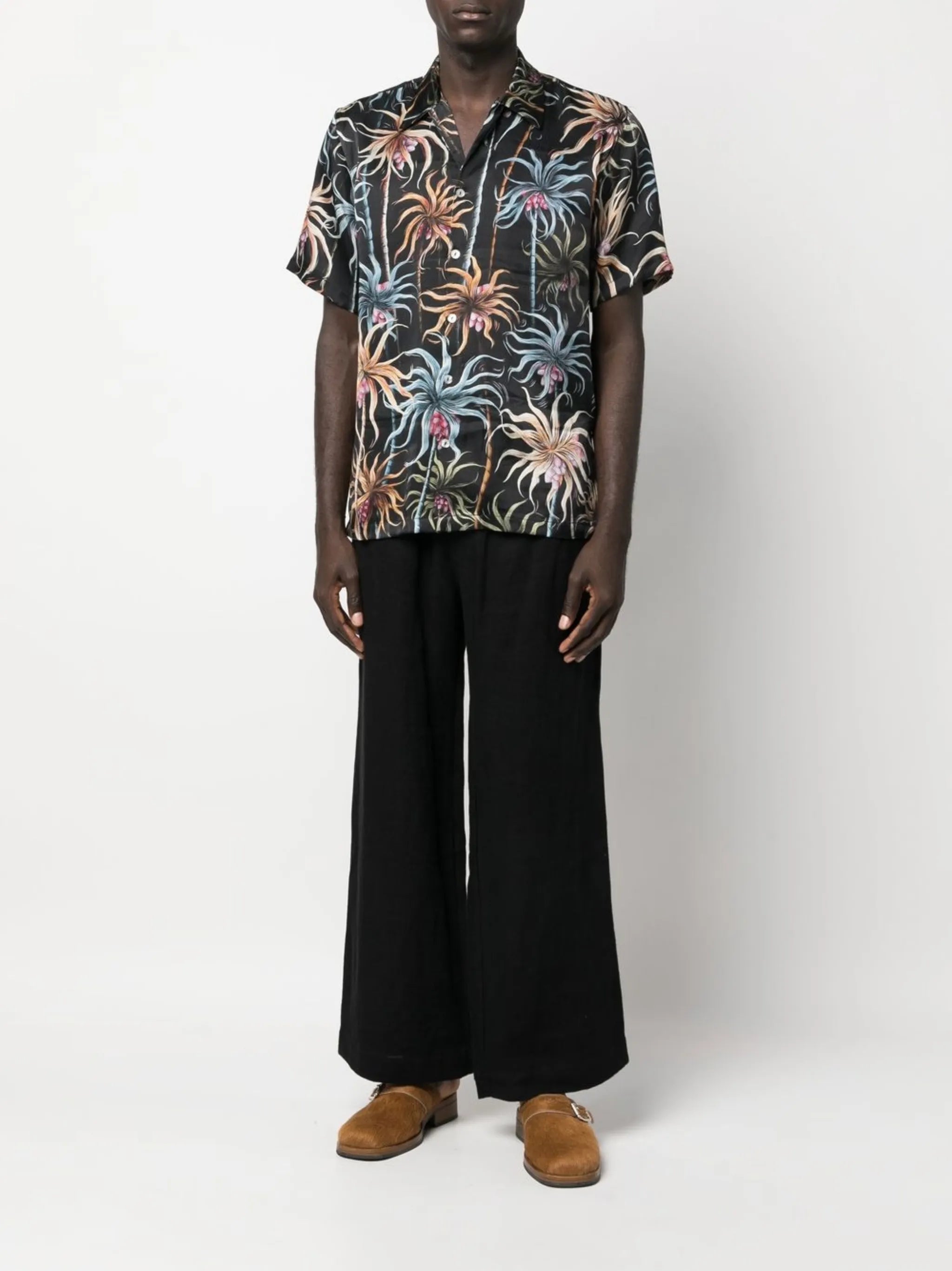 abstract-print silk shirt