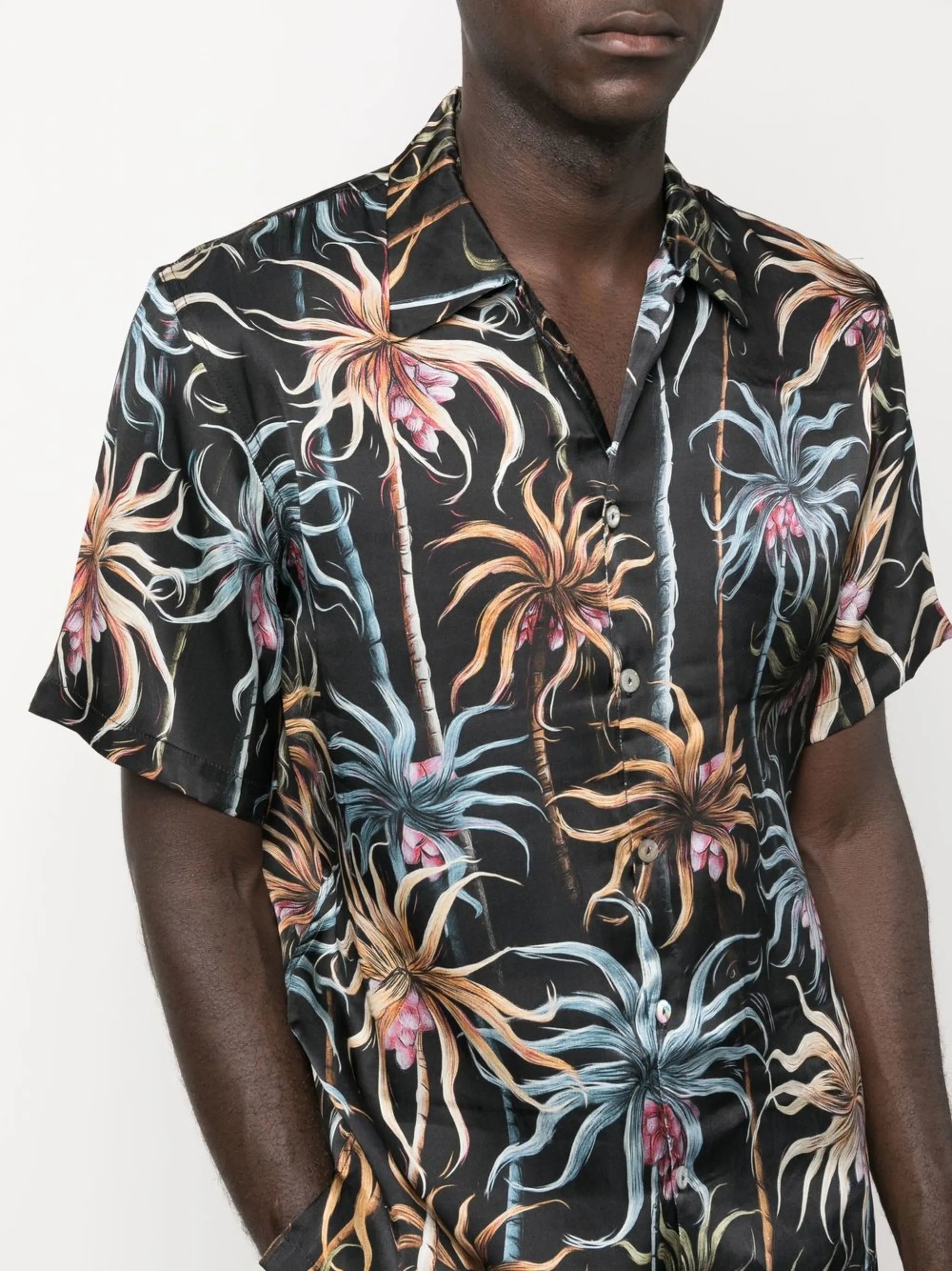 abstract-print silk shirt