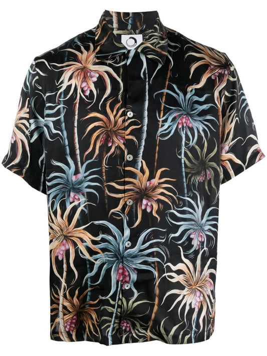 abstract-print silk shirt