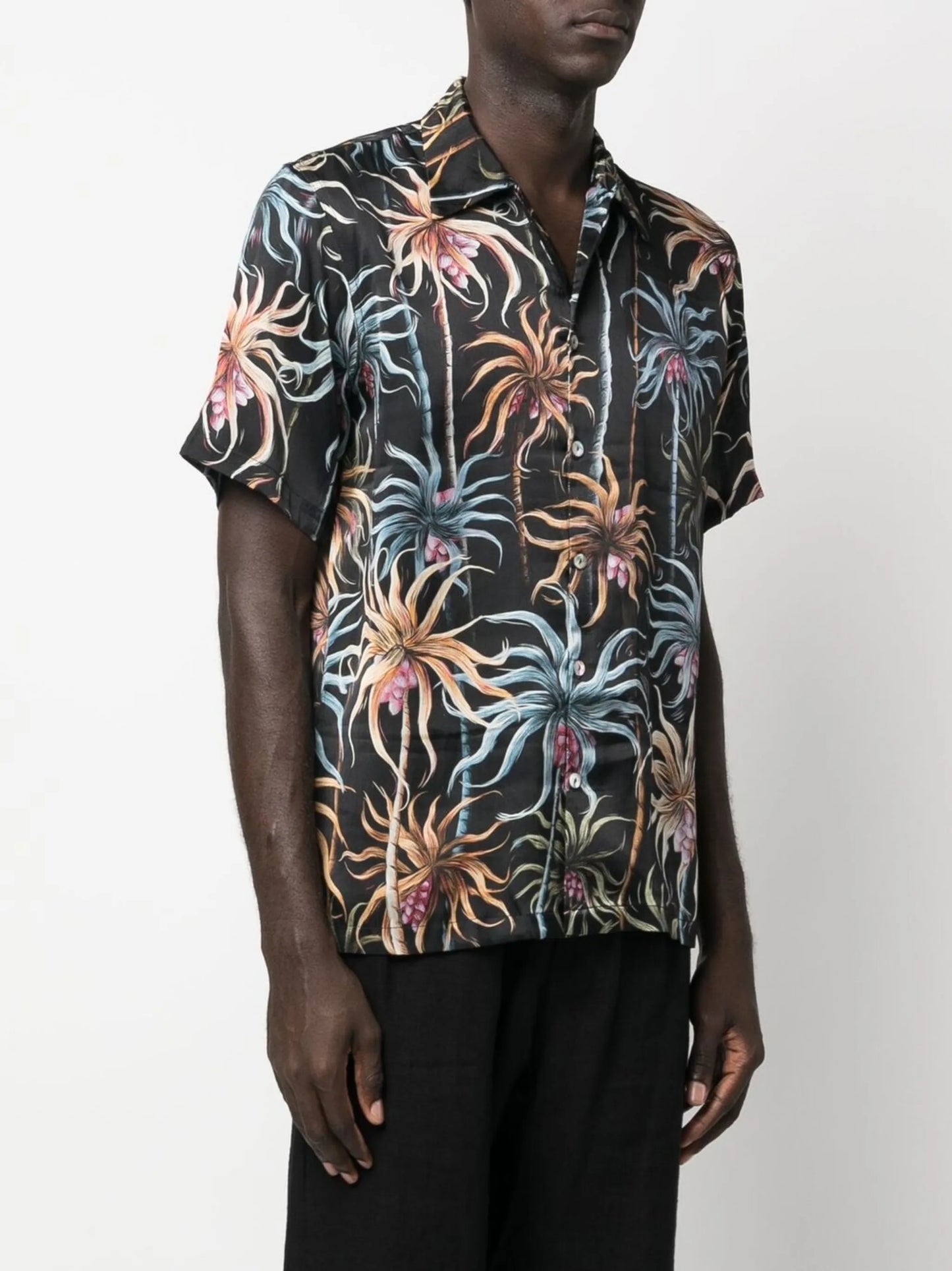 abstract-print silk shirt