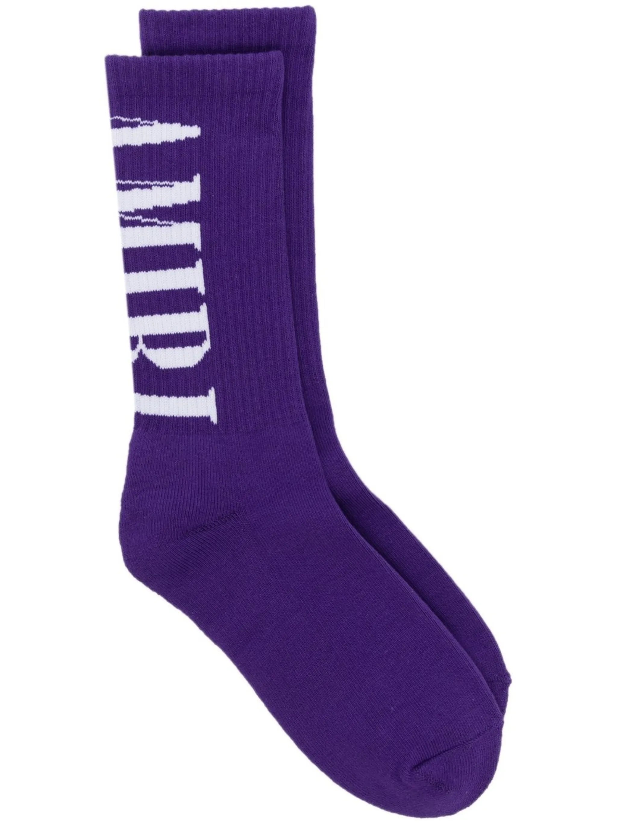 logo-intarsia ribbed-knit socks