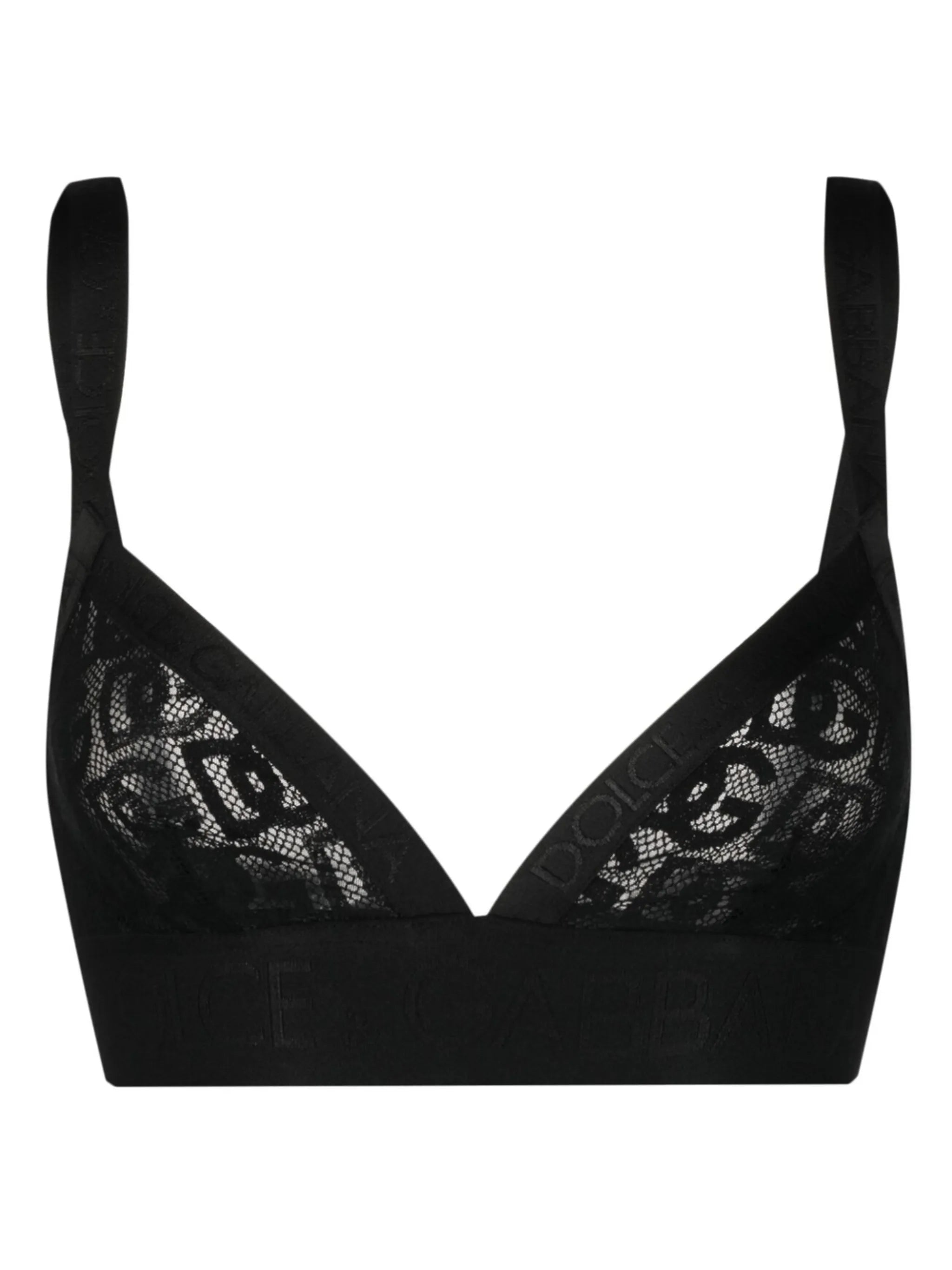 logo-detail lace triangle bra