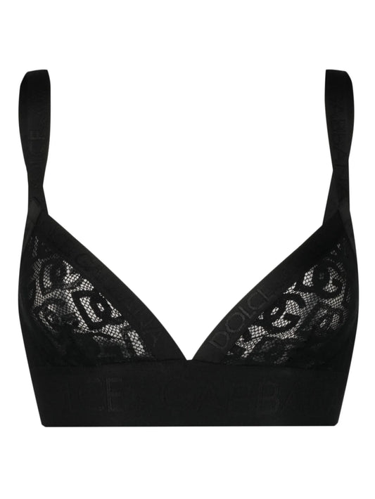 logo-detail lace triangle bra