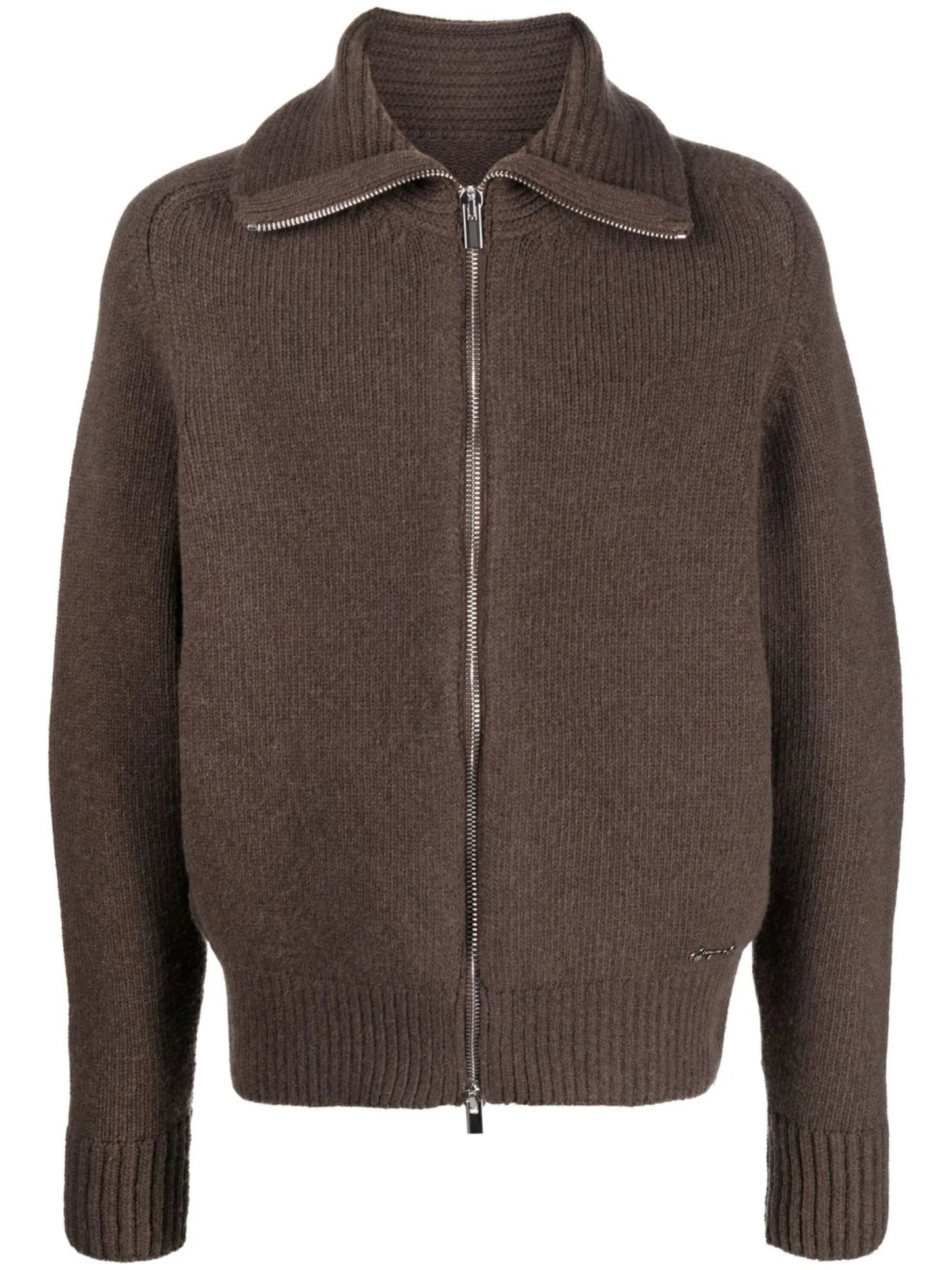 zip-fastening knitted jacket