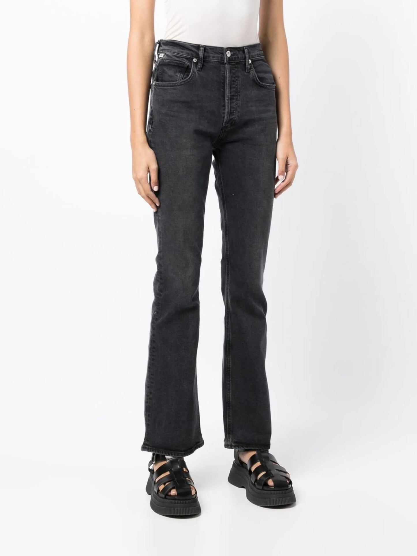 high-waisted bootcut jeans