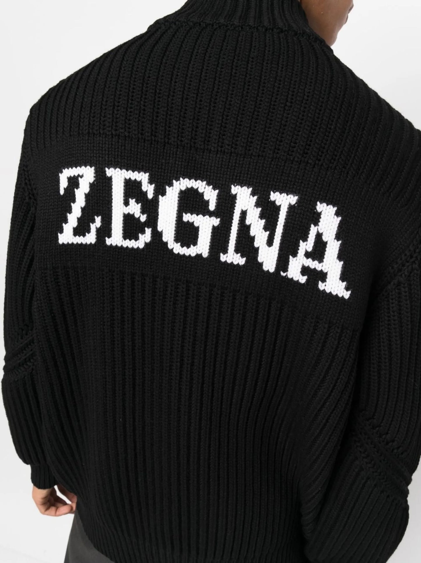 intarsia-logo zip-up cardigan