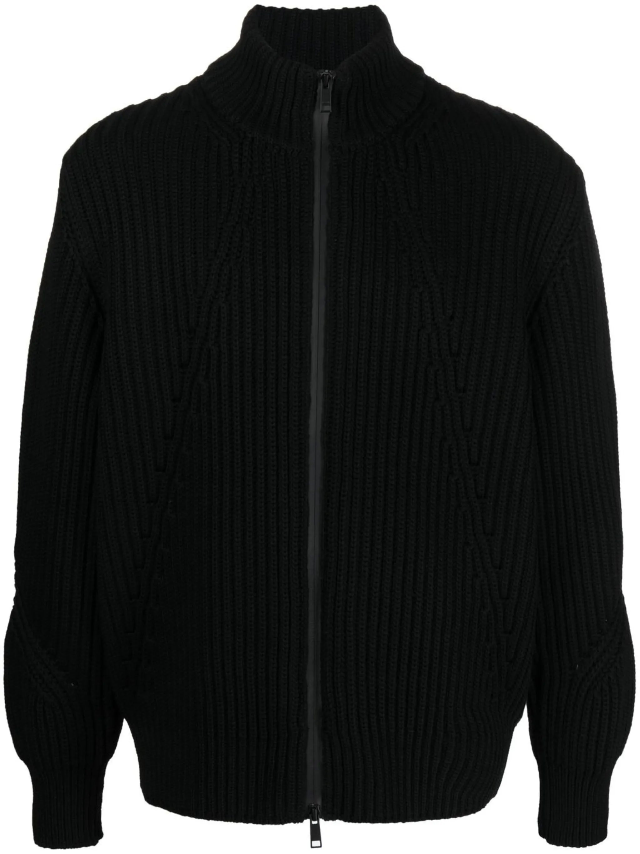 intarsia-logo zip-up cardigan