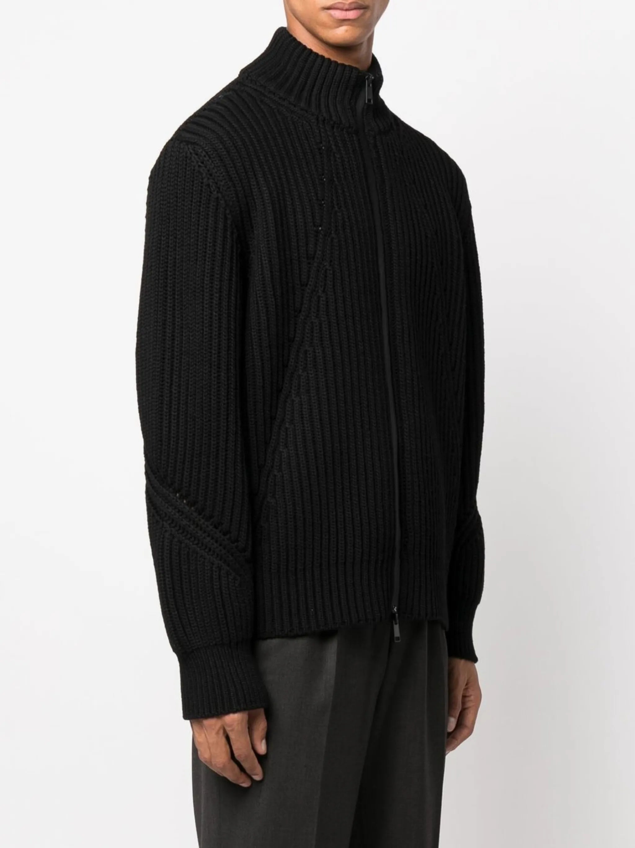 intarsia-logo zip-up cardigan