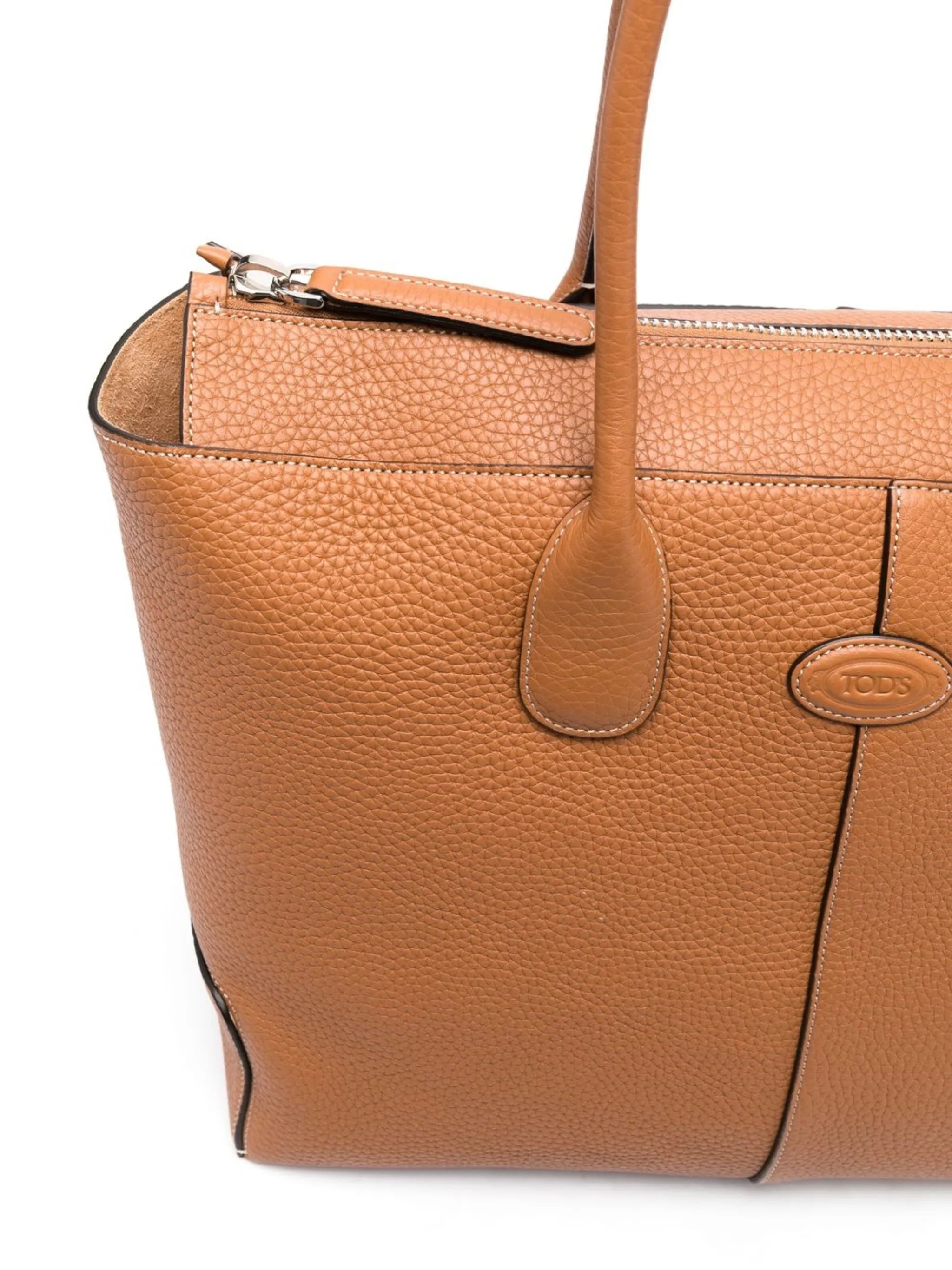 logo-patch leather tote bag