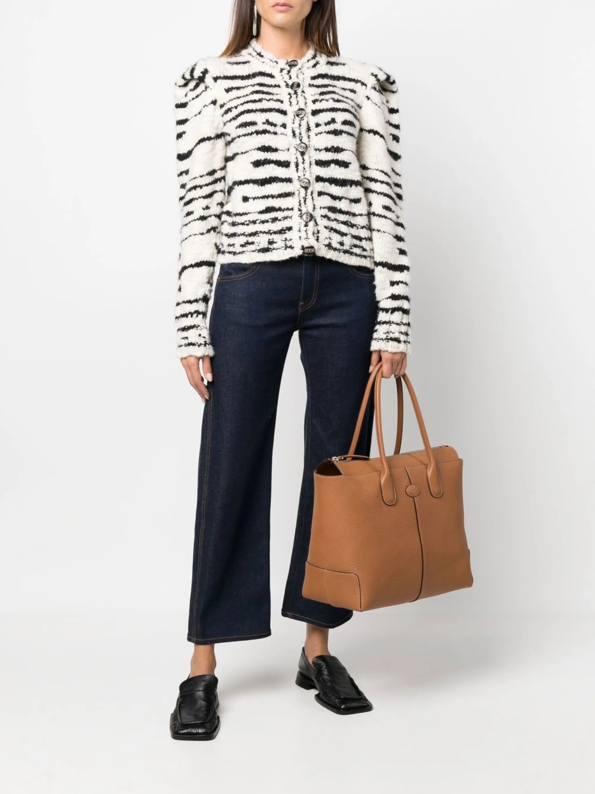 logo-patch leather tote bag