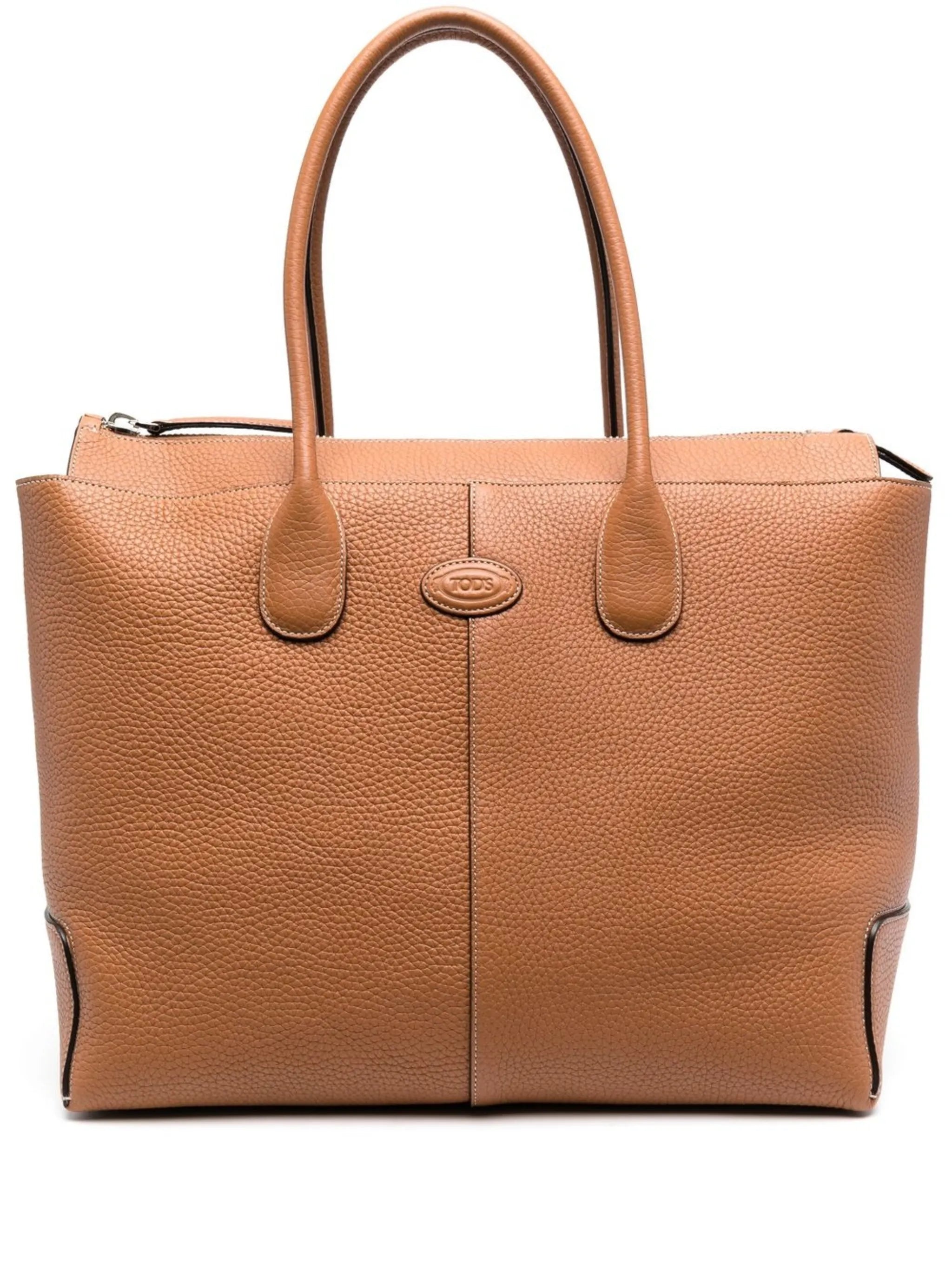 logo-patch leather tote bag
