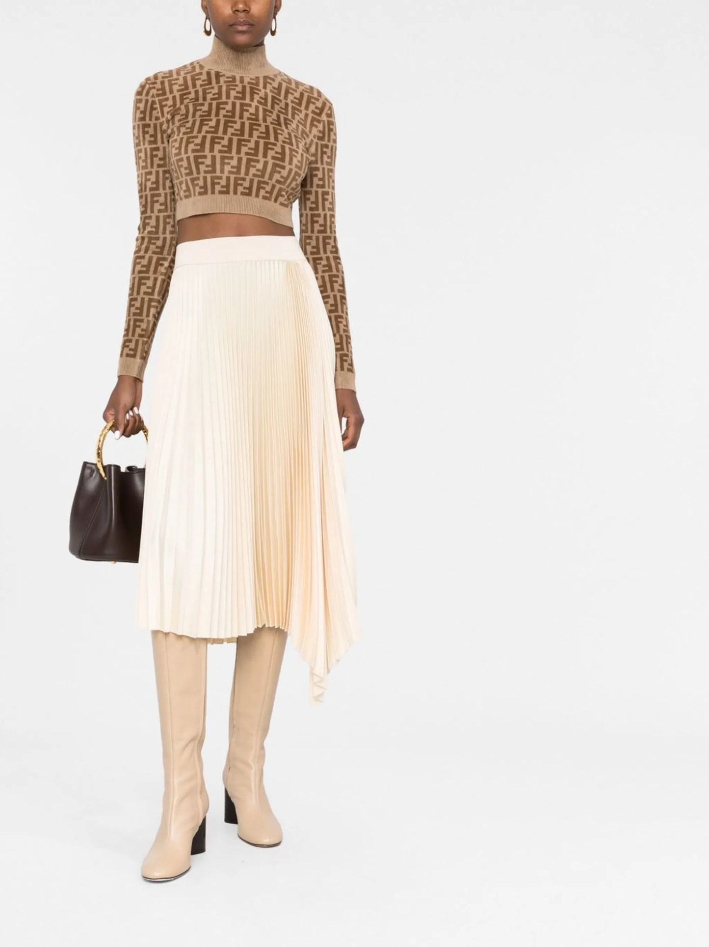 intarsia-knit logo top