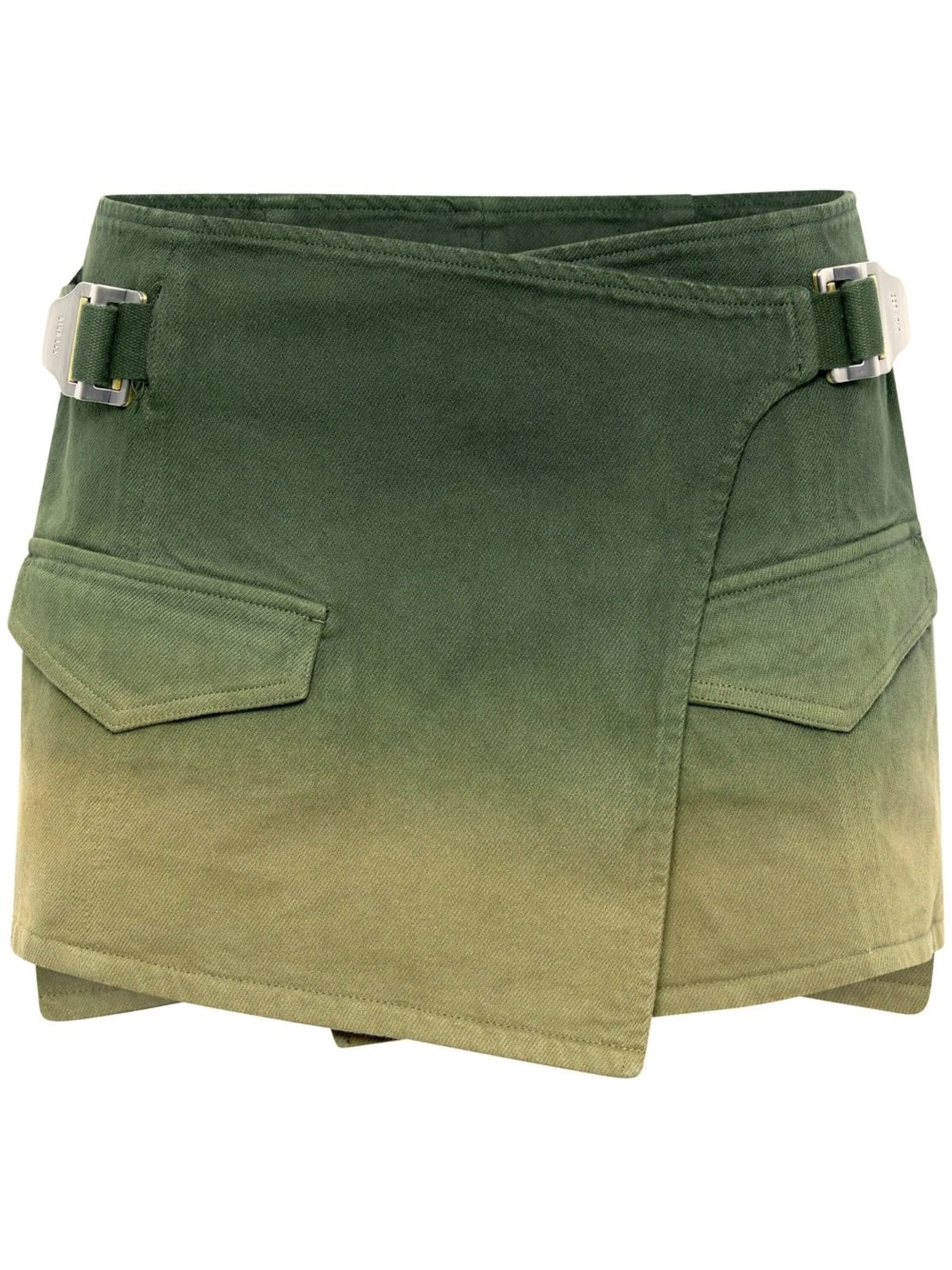 ombré-effect denim wrap skirt