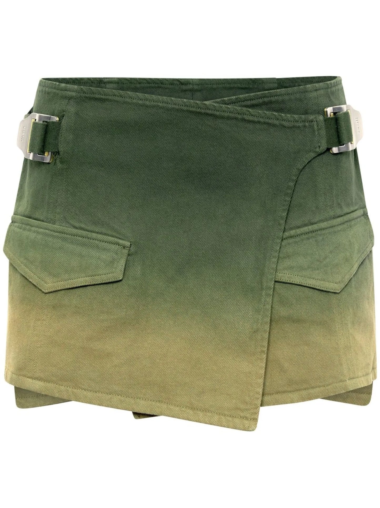 ombré-effect denim wrap skirt