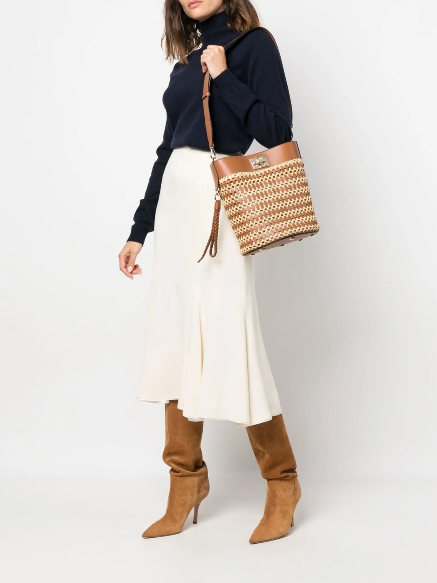Trifolio raffia tote bag