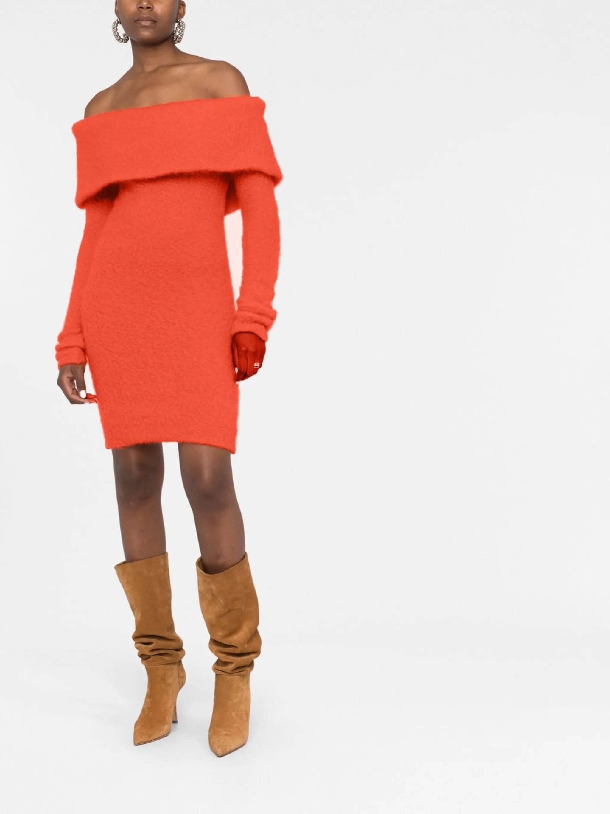 Aria off-shoulder knitted dress