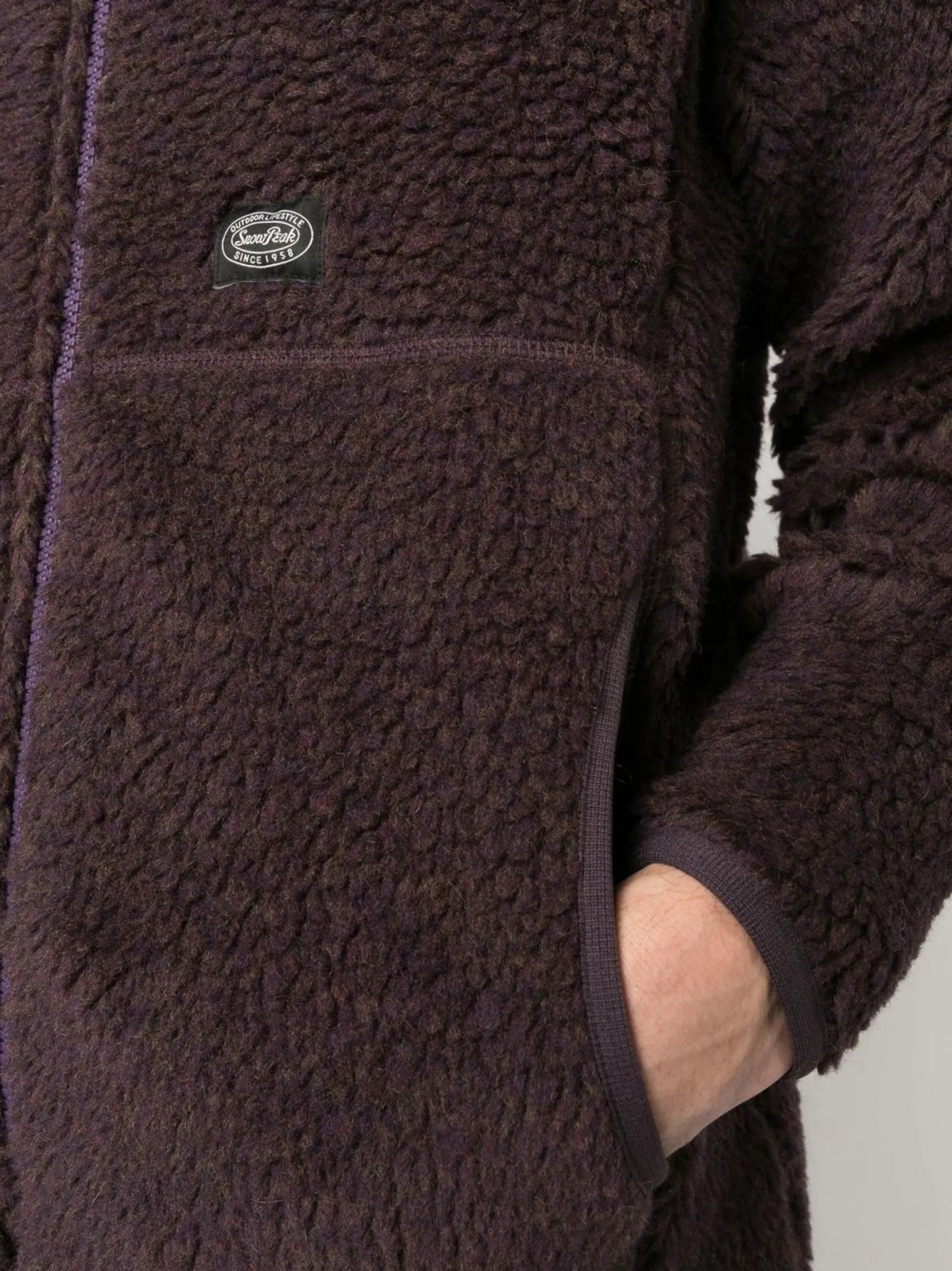 logo-patch wool fleece jacket