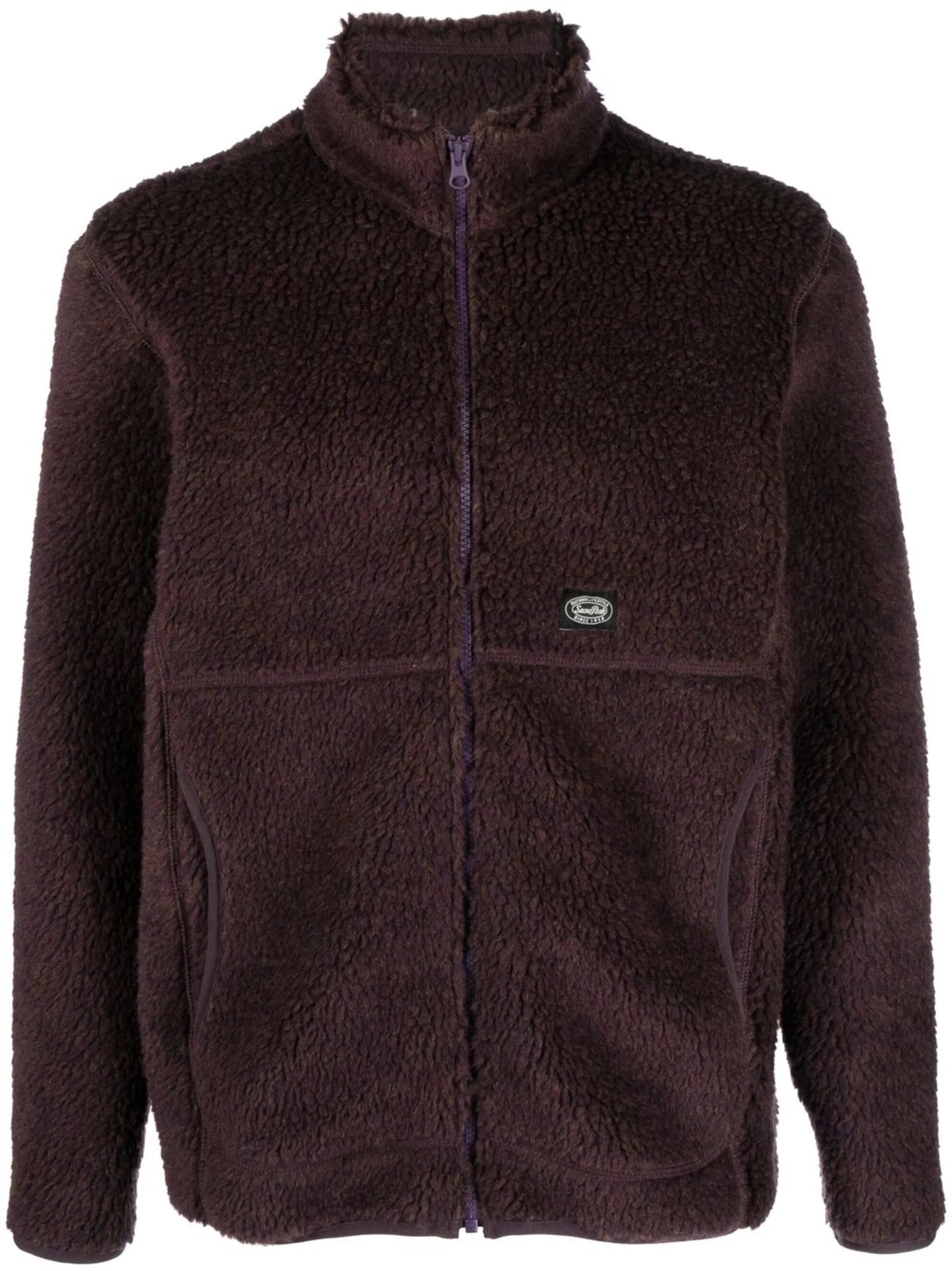 logo-patch wool fleece jacket