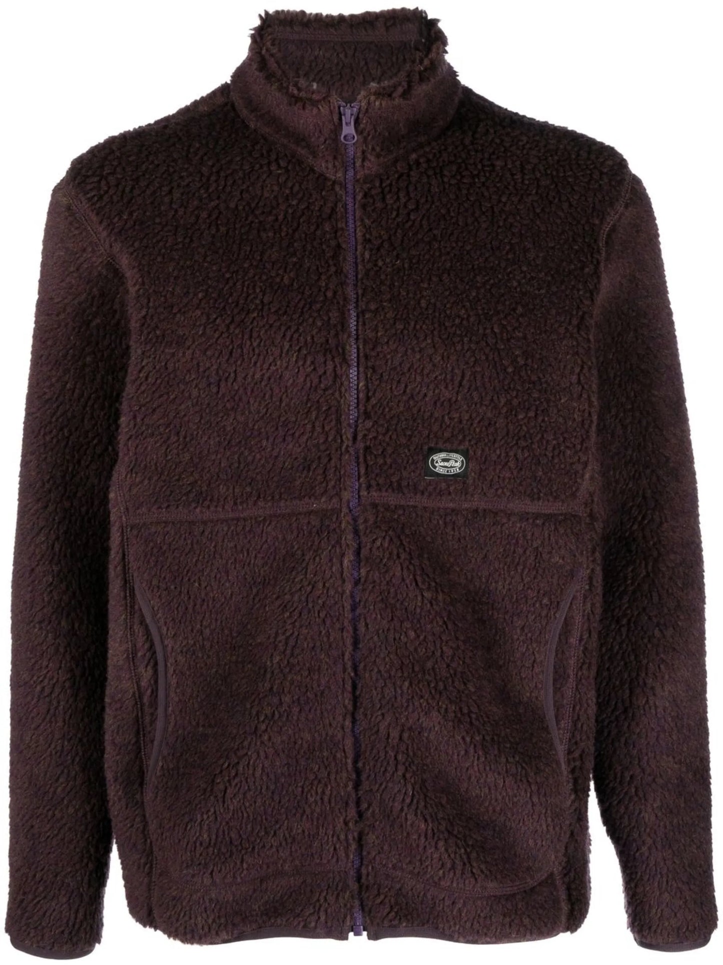 logo-patch wool fleece jacket