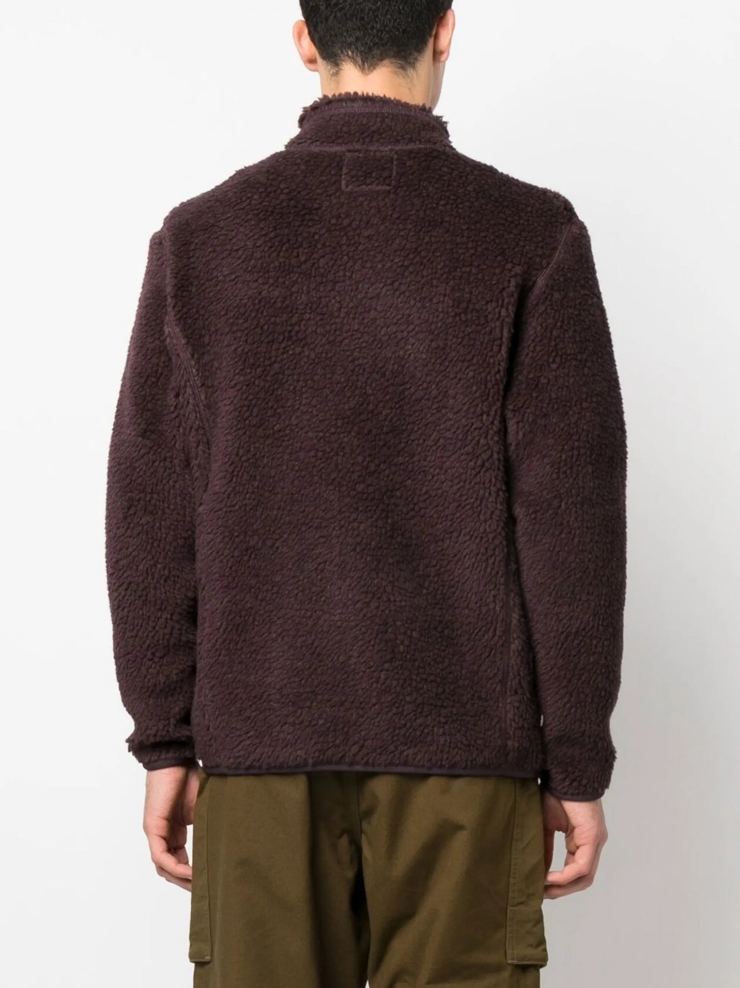 logo-patch wool fleece jacket
