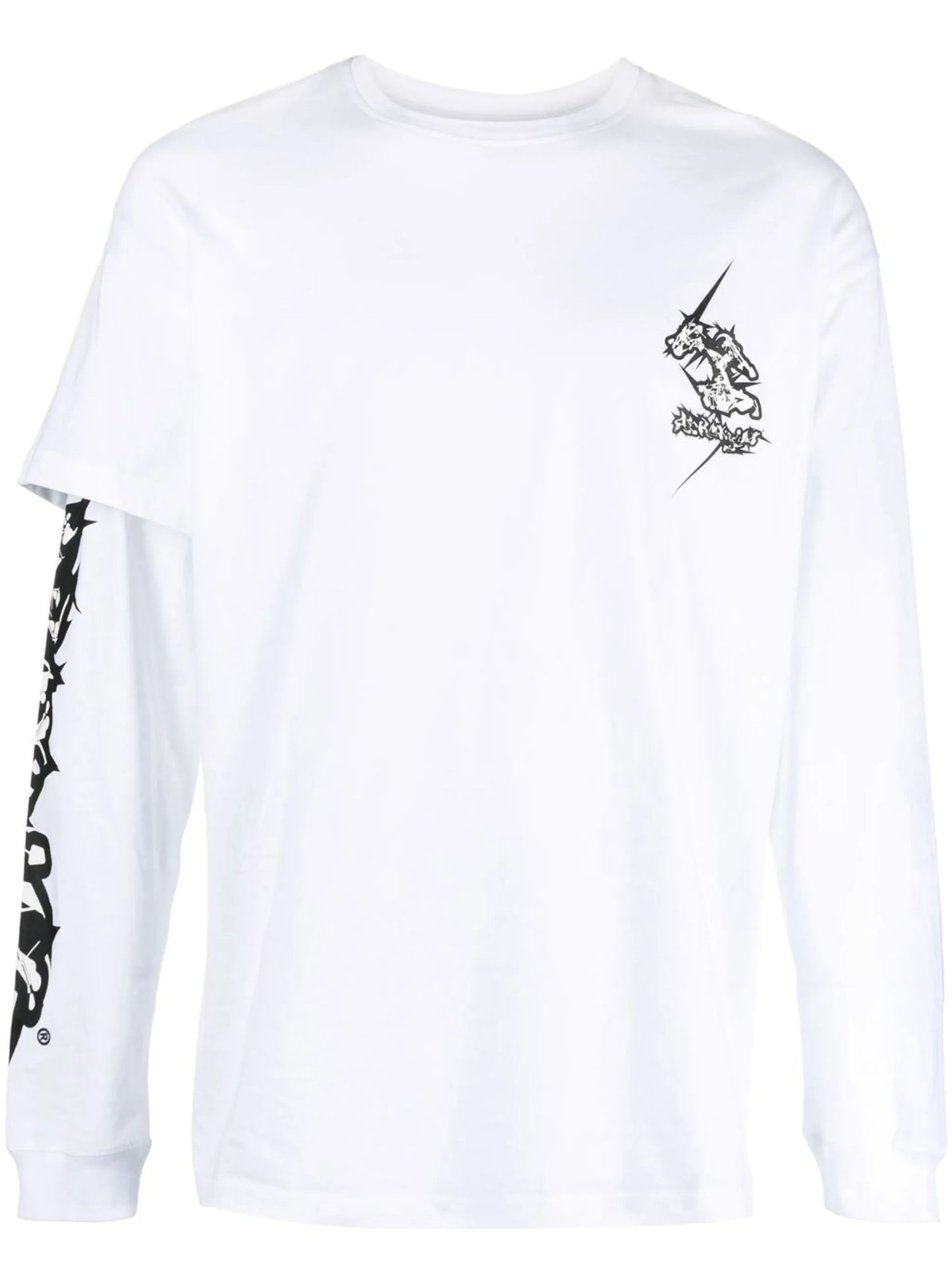 logo-print asymmetric-sleeve T-shirt