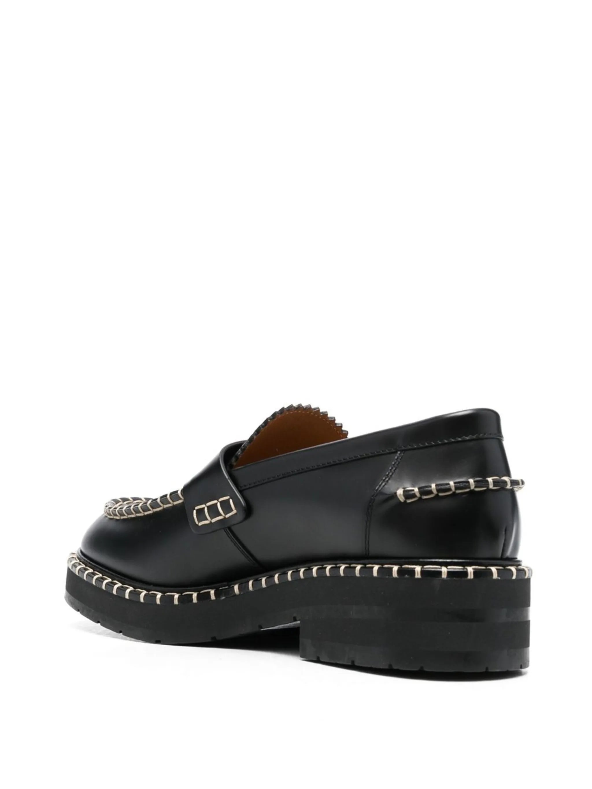 contrast-stitching leather loafers