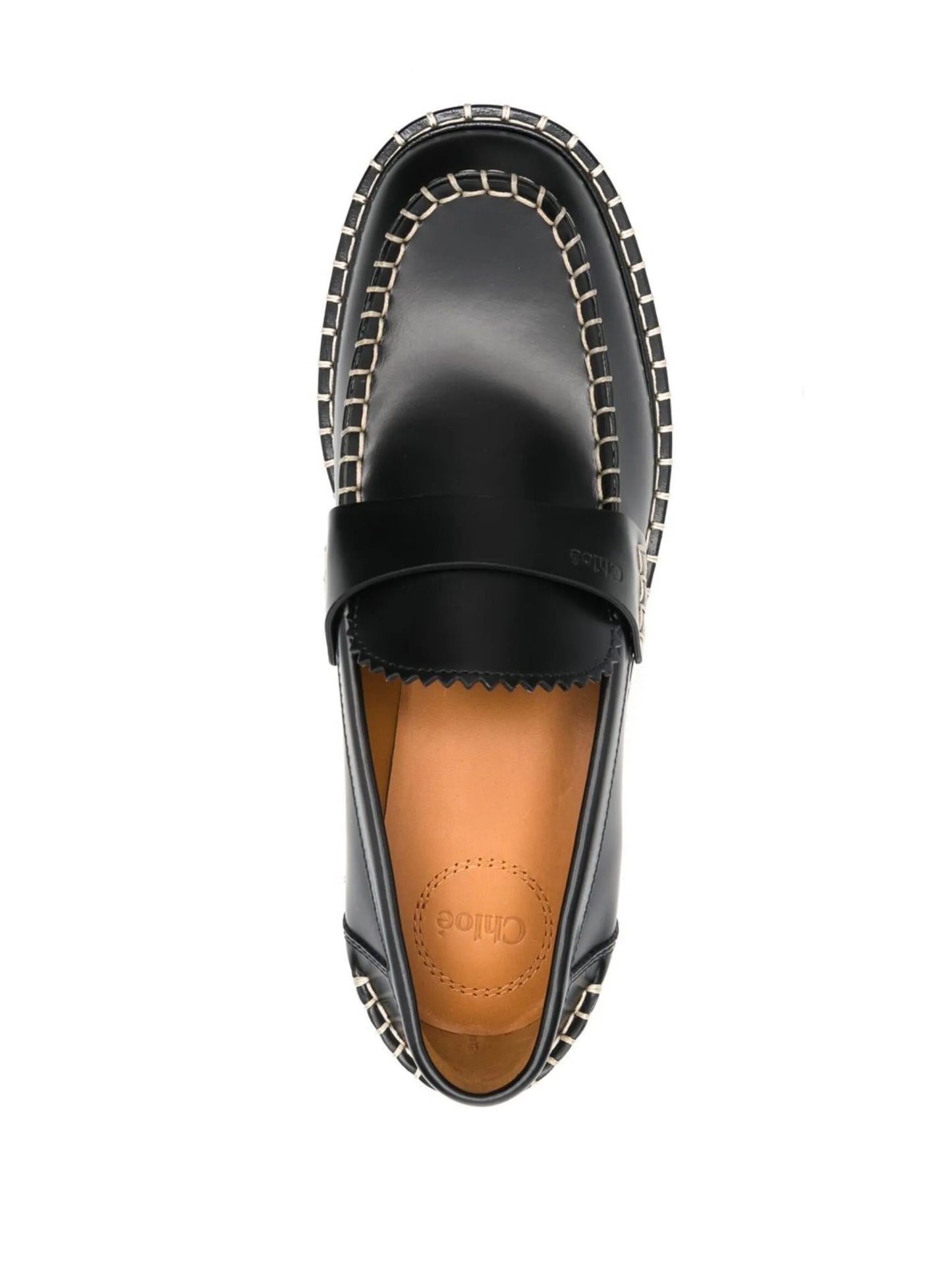 contrast-stitching leather loafers