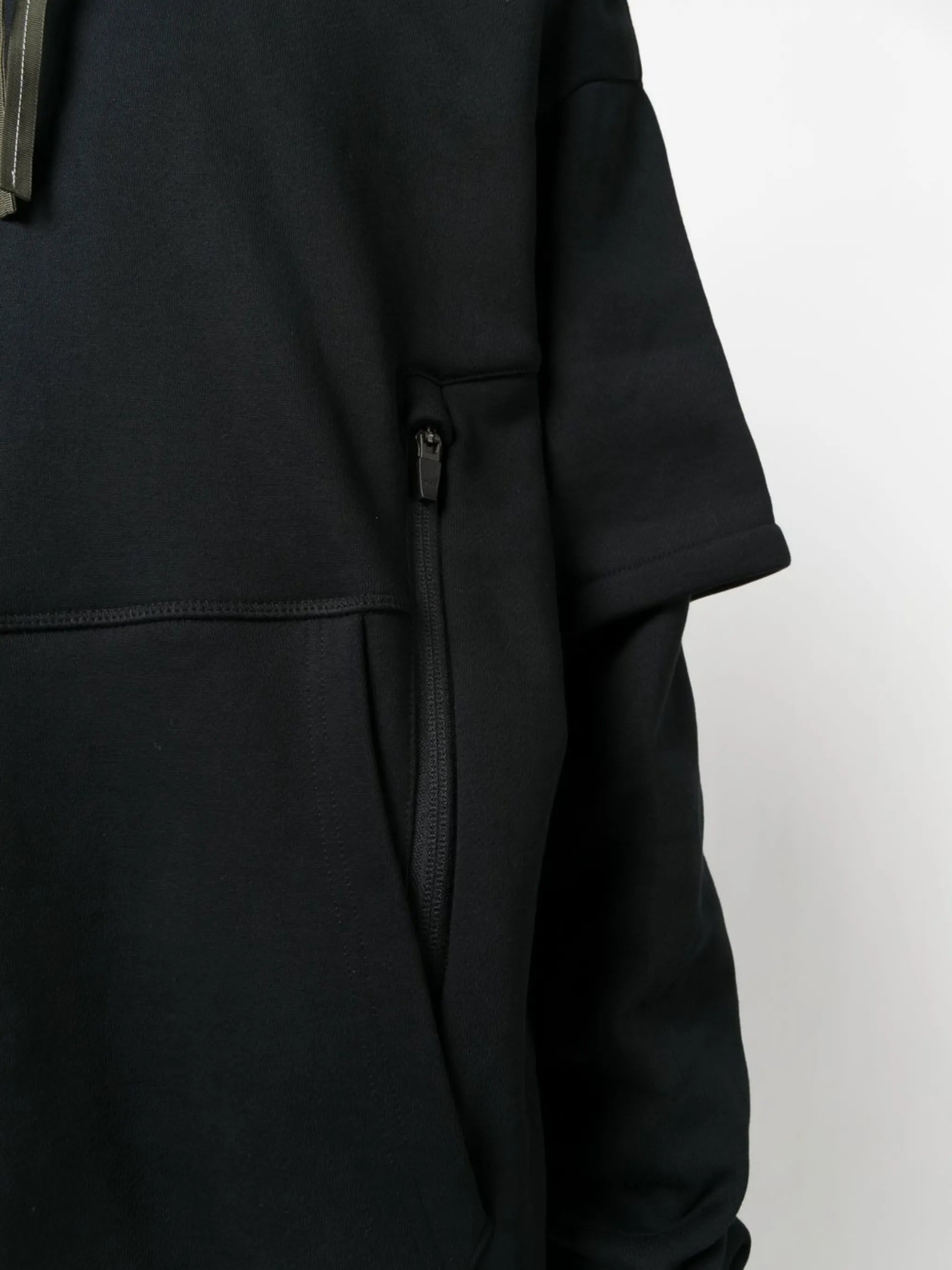 cotton layered-look hoodie