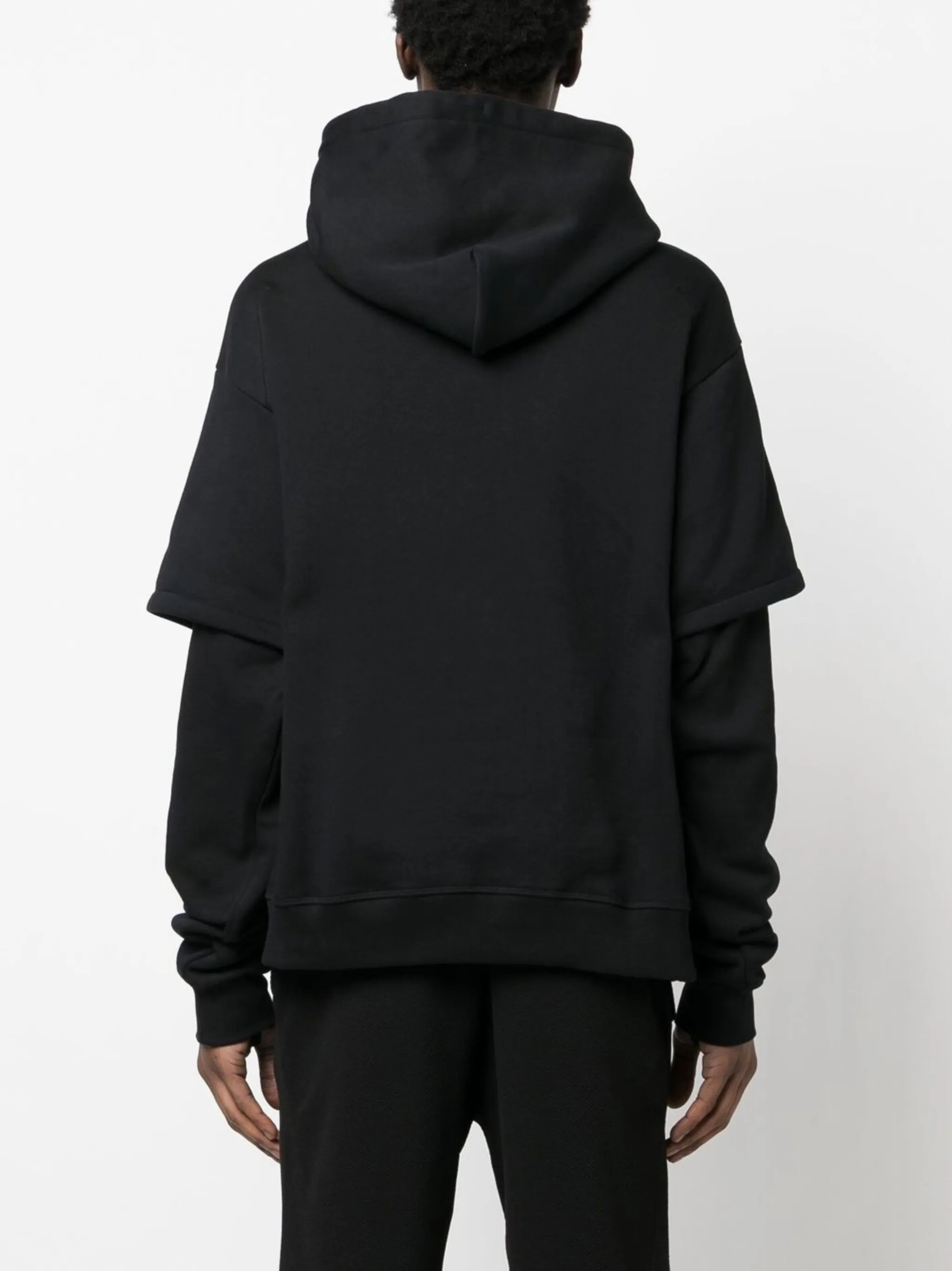 cotton layered-look hoodie
