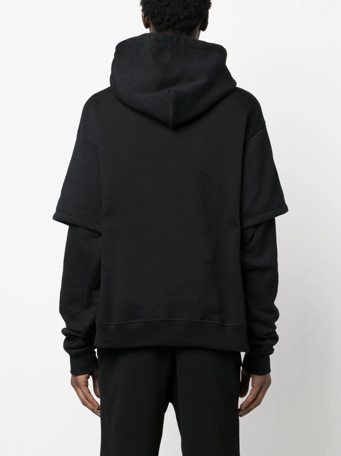 cotton layered-look hoodie