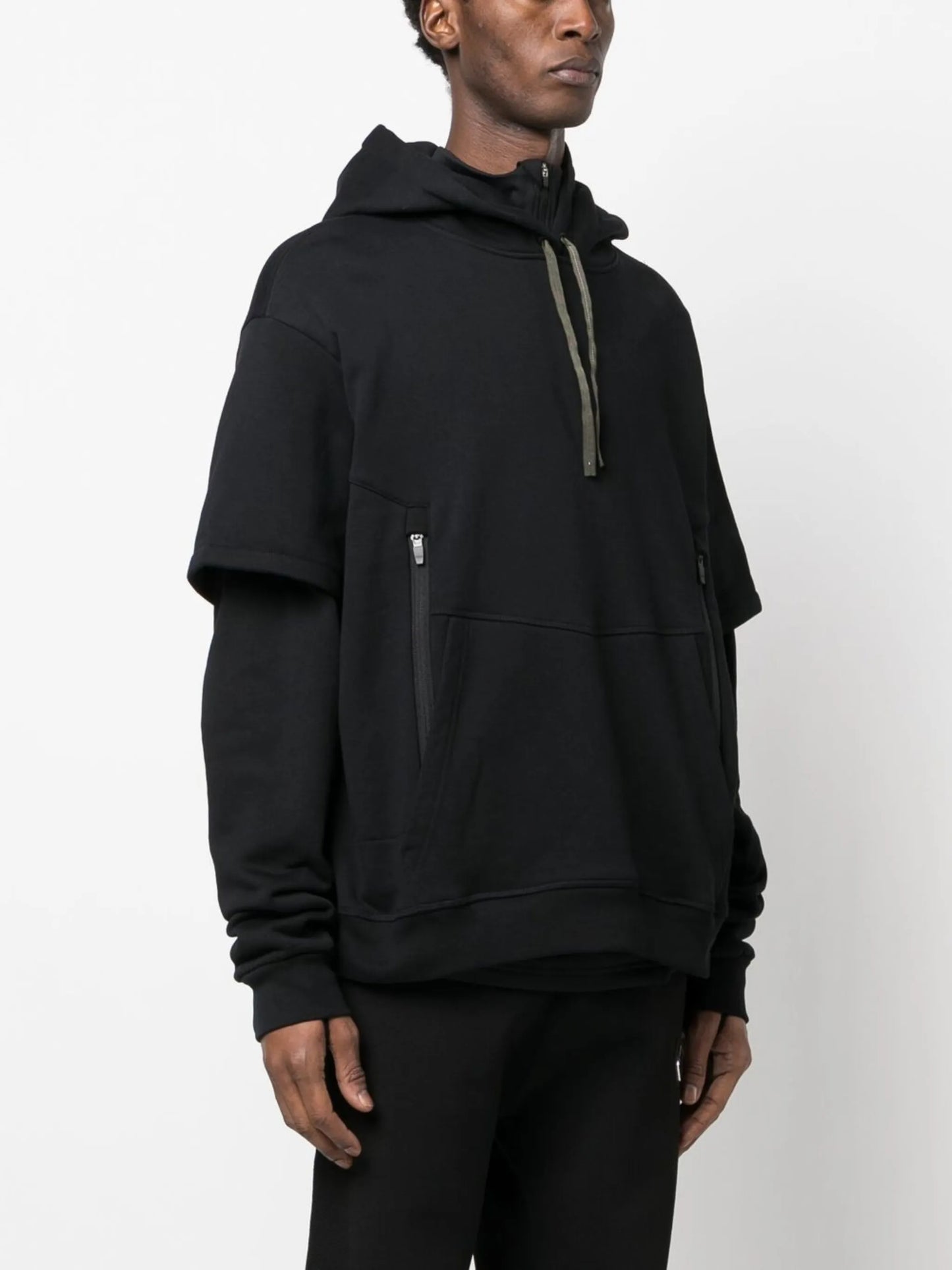cotton layered-look hoodie