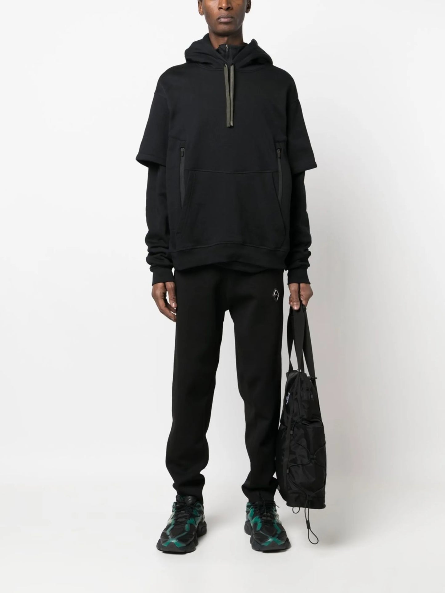 cotton layered-look hoodie