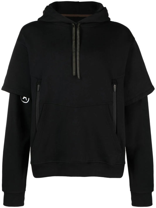 cotton layered-look hoodie