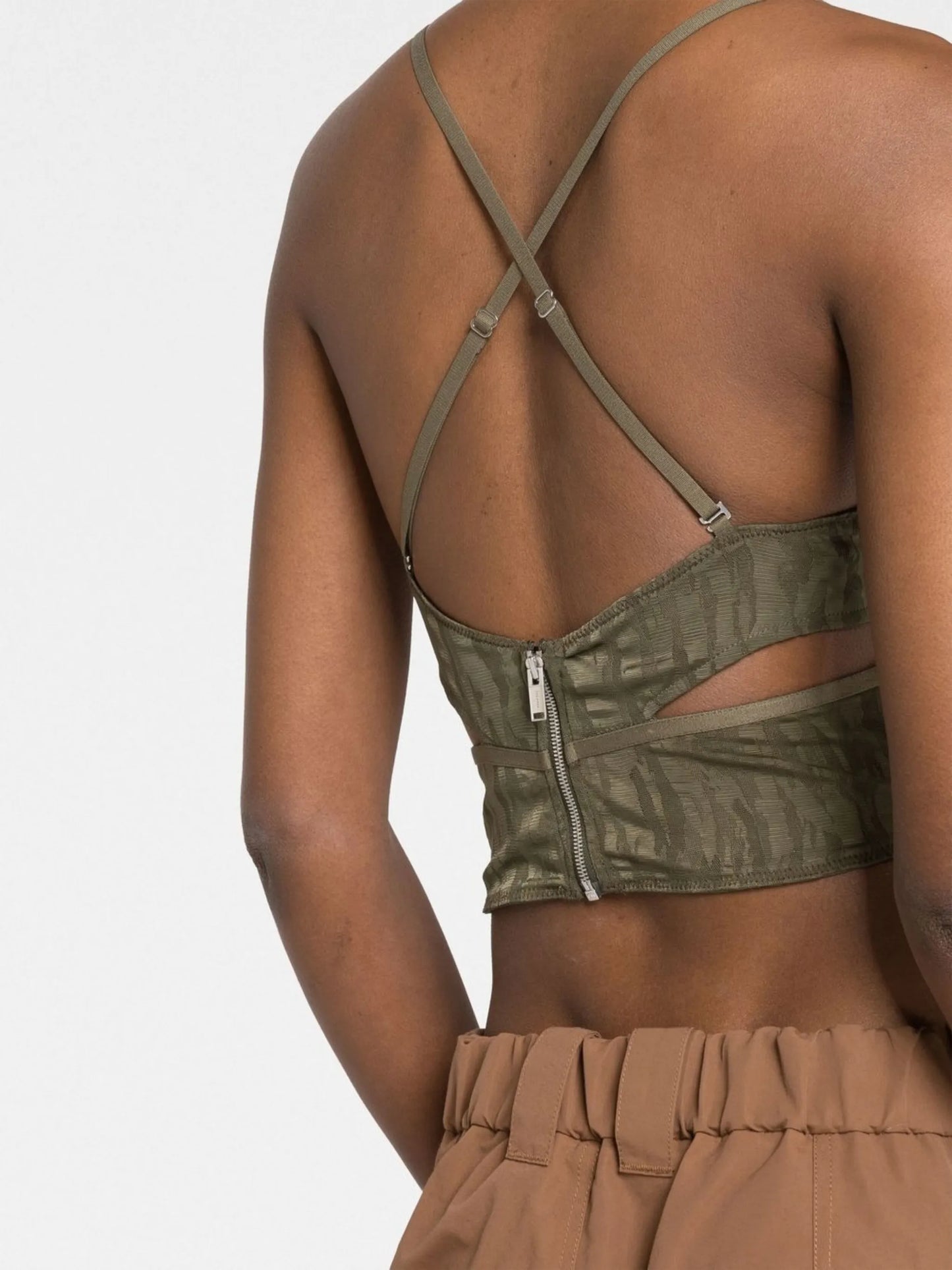 patterned-jacquard halterneck cami top