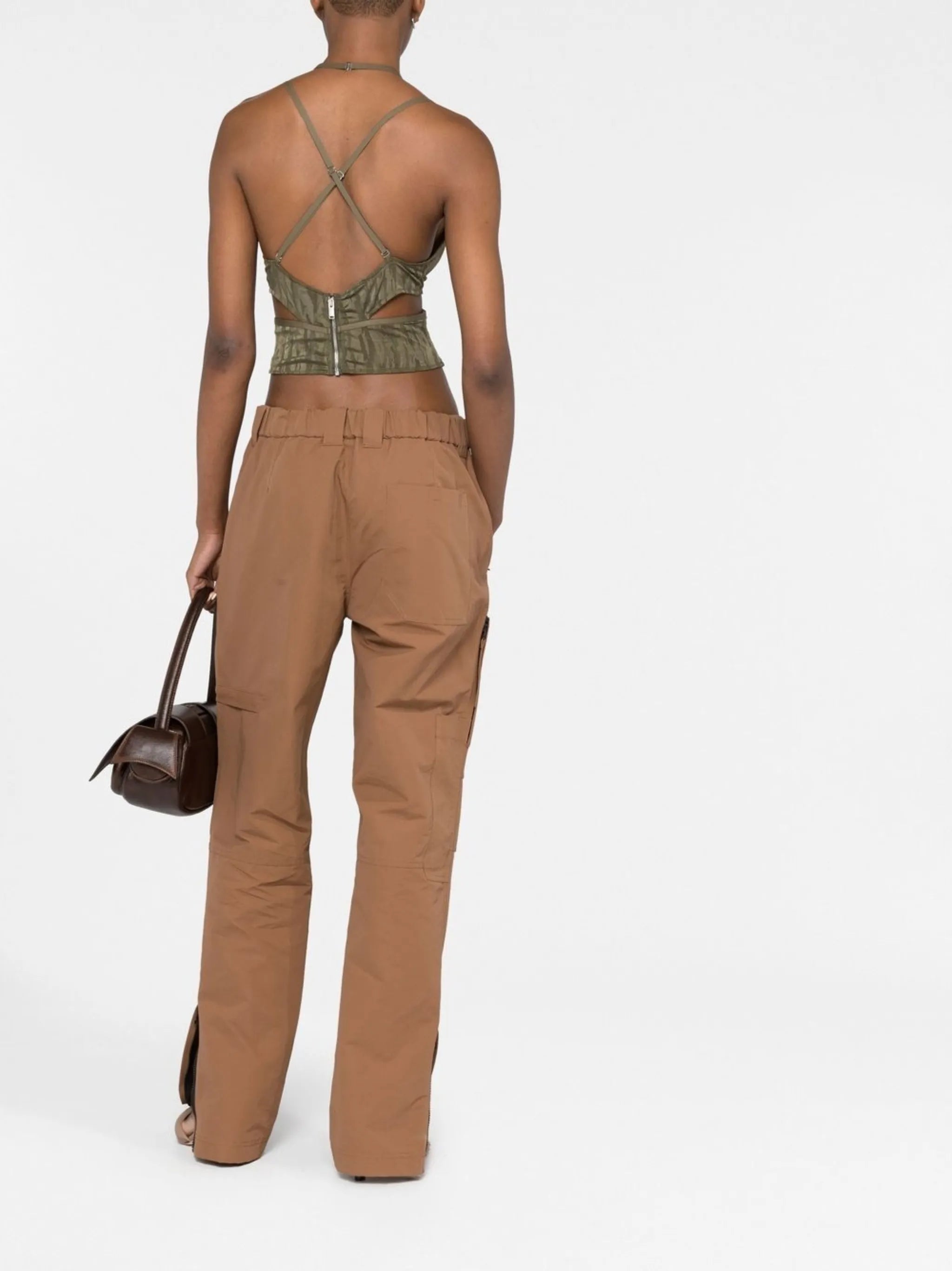 patterned-jacquard halterneck cami top