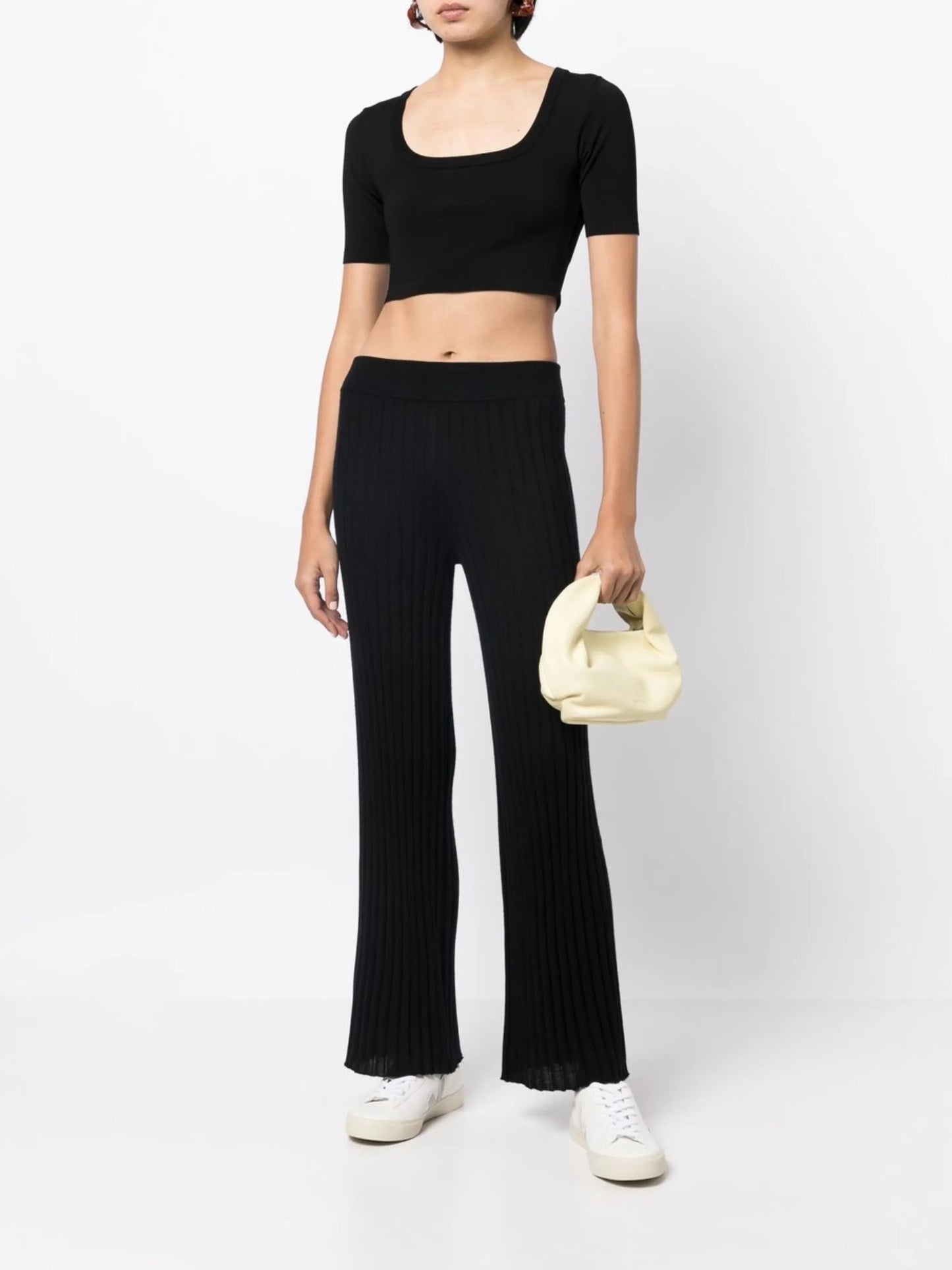 high-waisted straight-leg trousers